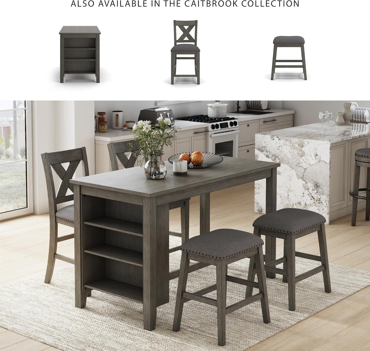 imageSignature Design by Ashley Robbinsdale Farmhouse Upholstered Barstool Set of 2 XBack Nailhead Trim Wood 2475quot H White ampamp Light GrayDark Gray