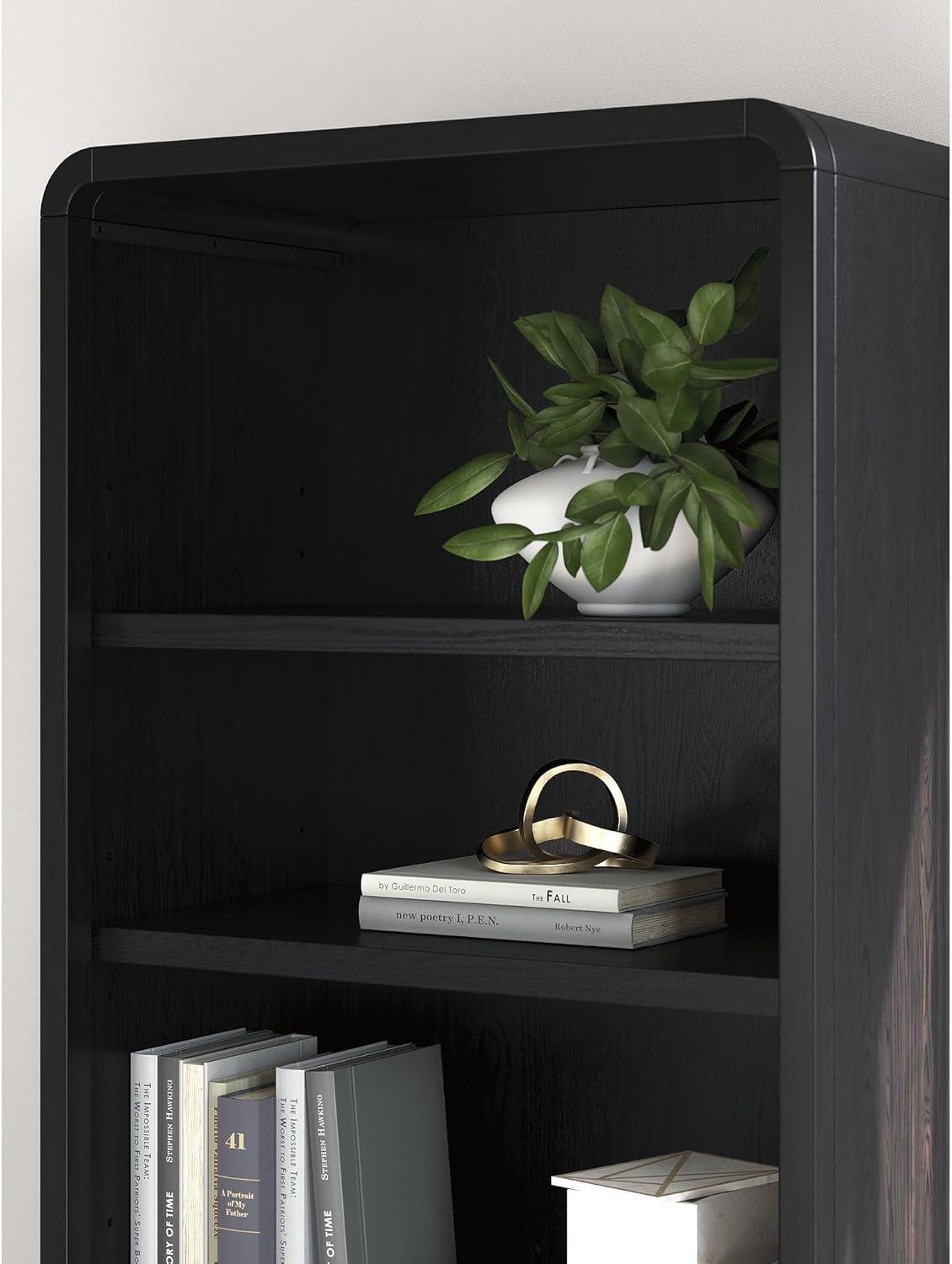 imageSignature Design by Ashley Rowanbeck Modern Freestanding 5Tier 72quot Bookcase with 3 Adjustable Shelves Black