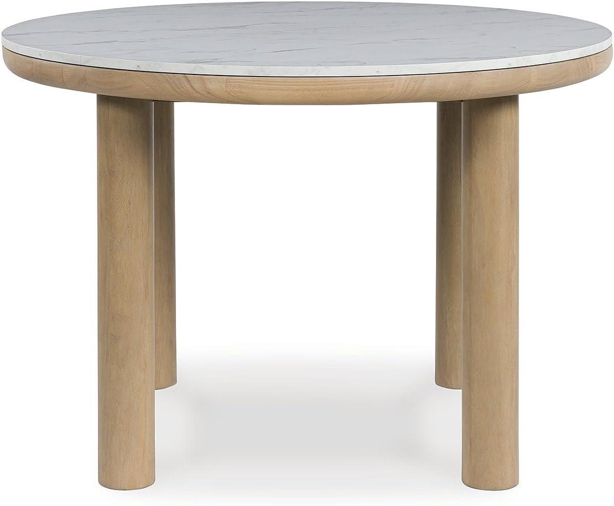 imageSignature Design by Ashley Sawdyn Casual Faux Marble Dining Table Light Brown