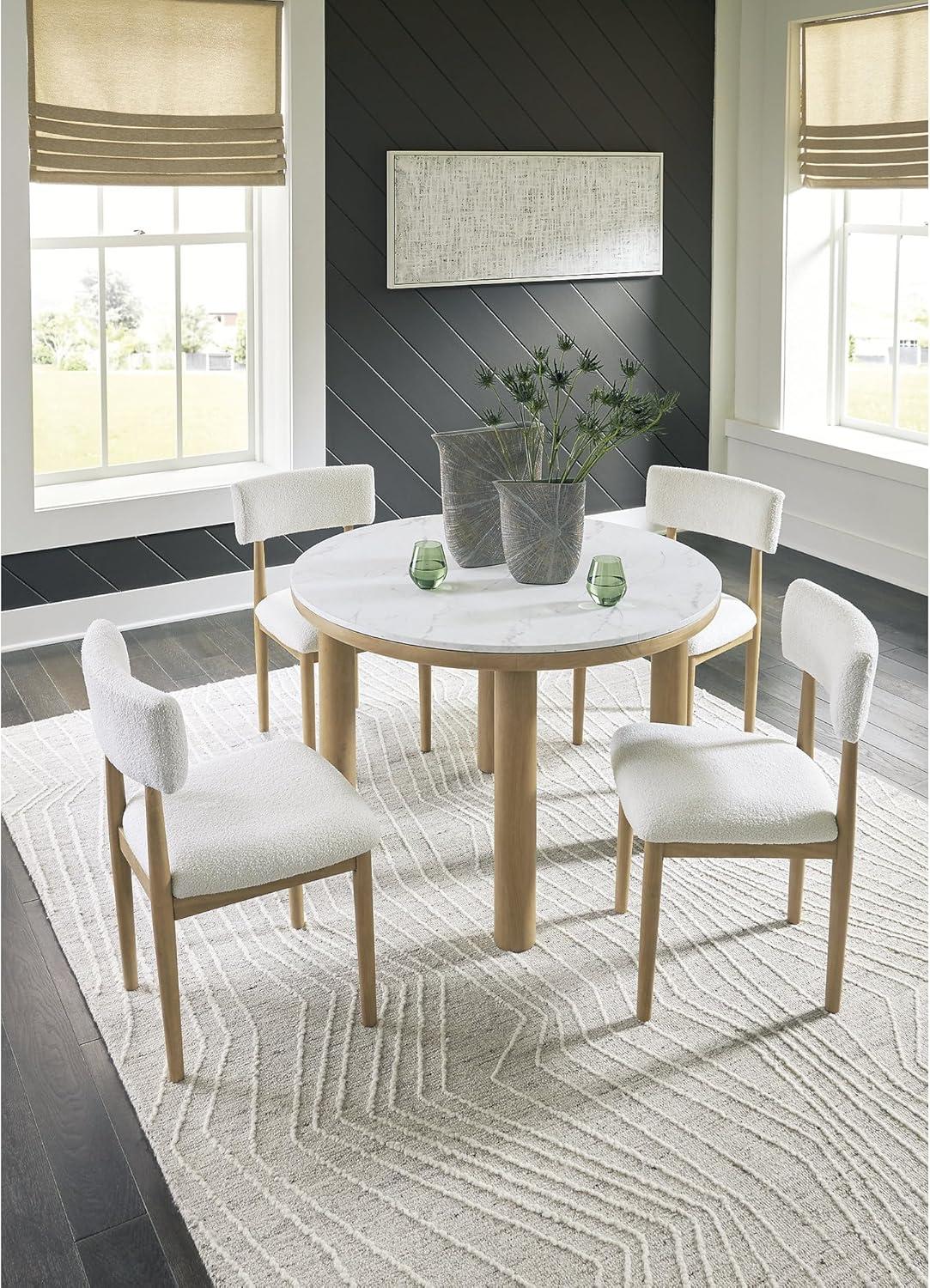 imageSignature Design by Ashley Sawdyn Casual Faux Marble Dining Table Light Brown