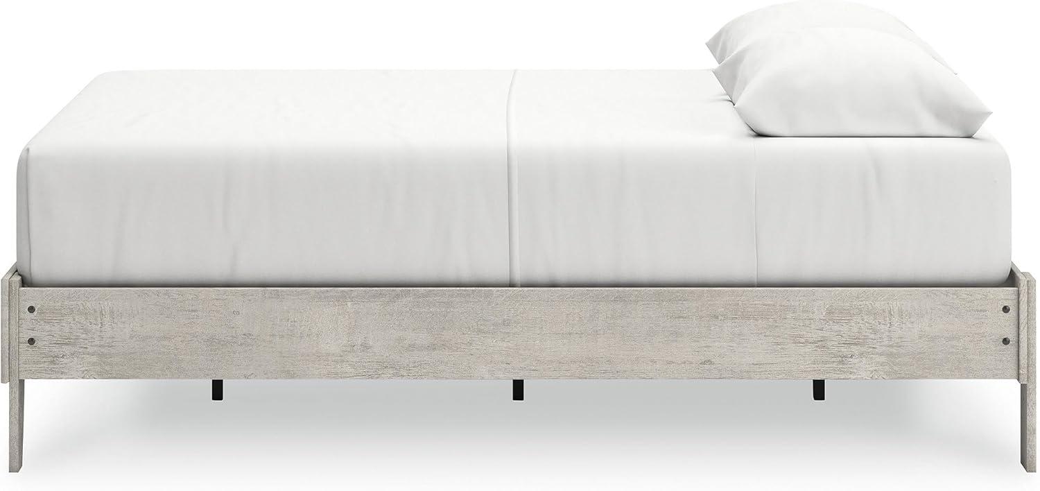 imageSignature Design by Ashley Shawburn Vintage Queen Platform Bed with Metal Slats No Box Spring Needed Light GrayQueen