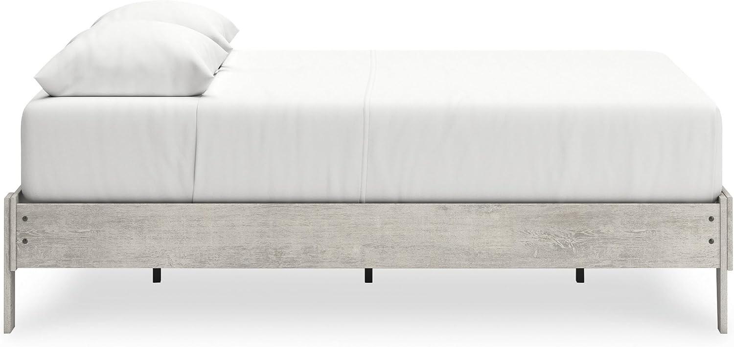 imageSignature Design by Ashley Shawburn Vintage Queen Platform Bed with Metal Slats No Box Spring Needed Light GrayQueen