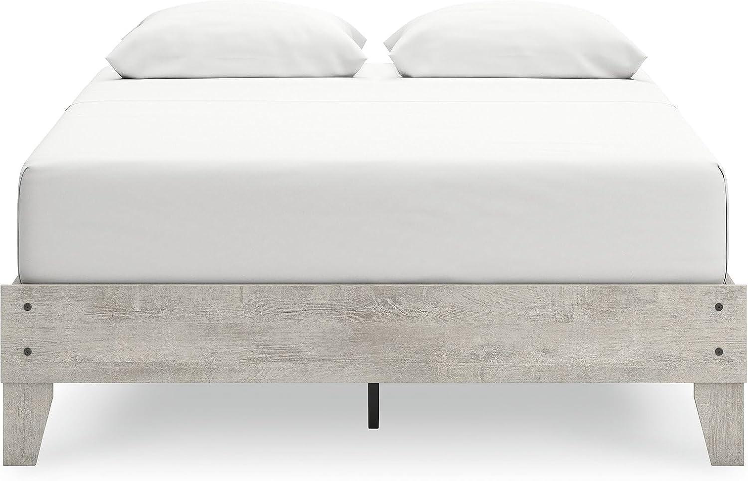 imageSignature Design by Ashley Shawburn Vintage Queen Platform Bed with Metal Slats No Box Spring Needed Light GrayQueen
