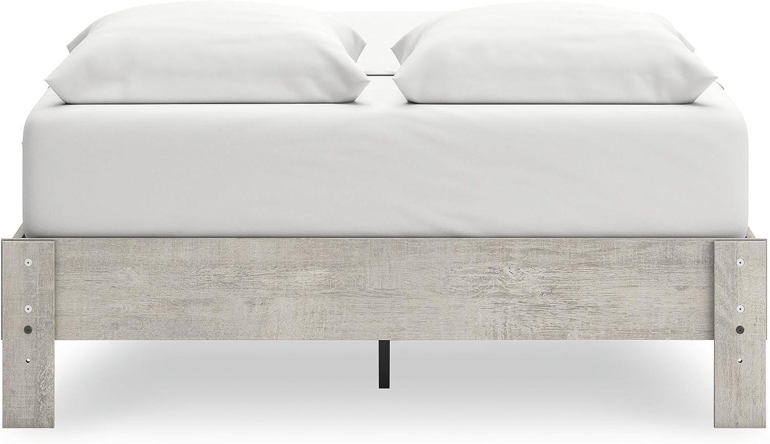 imageSignature Design by Ashley Shawburn Vintage Queen Platform Bed with Metal Slats No Box Spring Needed Light GrayQueen