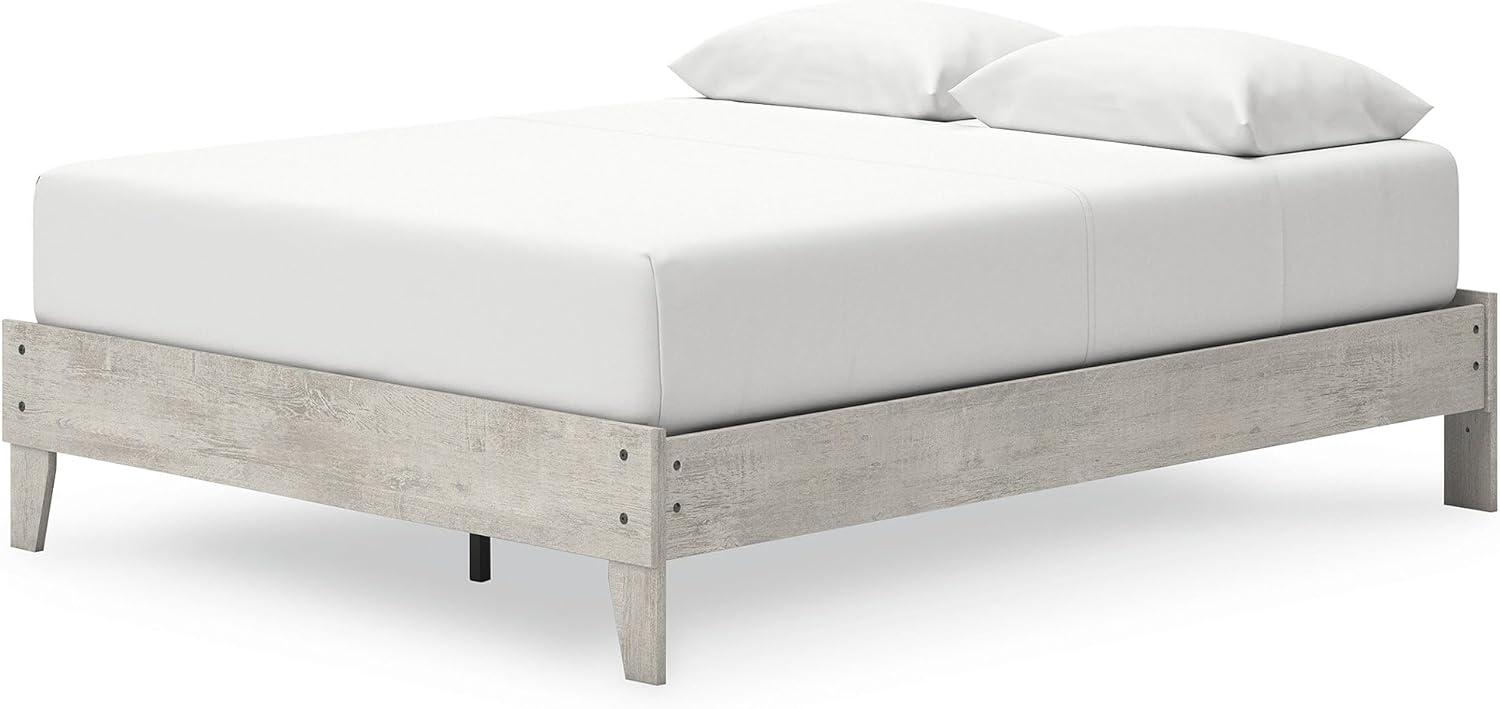 imageSignature Design by Ashley Shawburn Vintage Queen Platform Bed with Metal Slats No Box Spring Needed Light GrayQueen