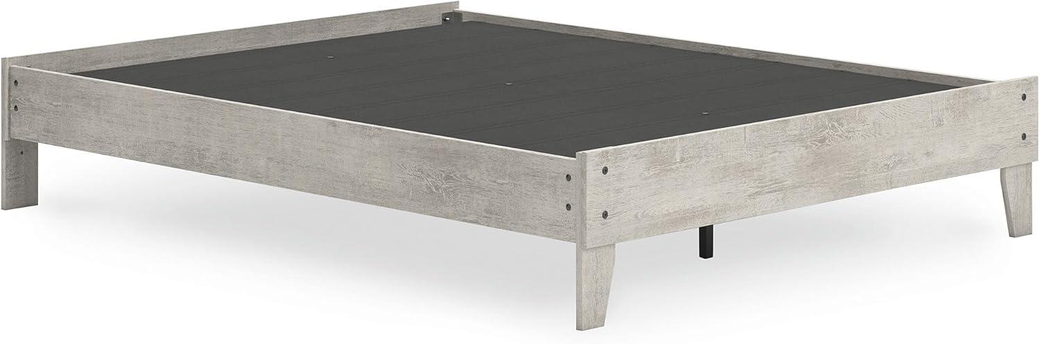 imageSignature Design by Ashley Shawburn Vintage Queen Platform Bed with Metal Slats No Box Spring Needed Light GrayQueen