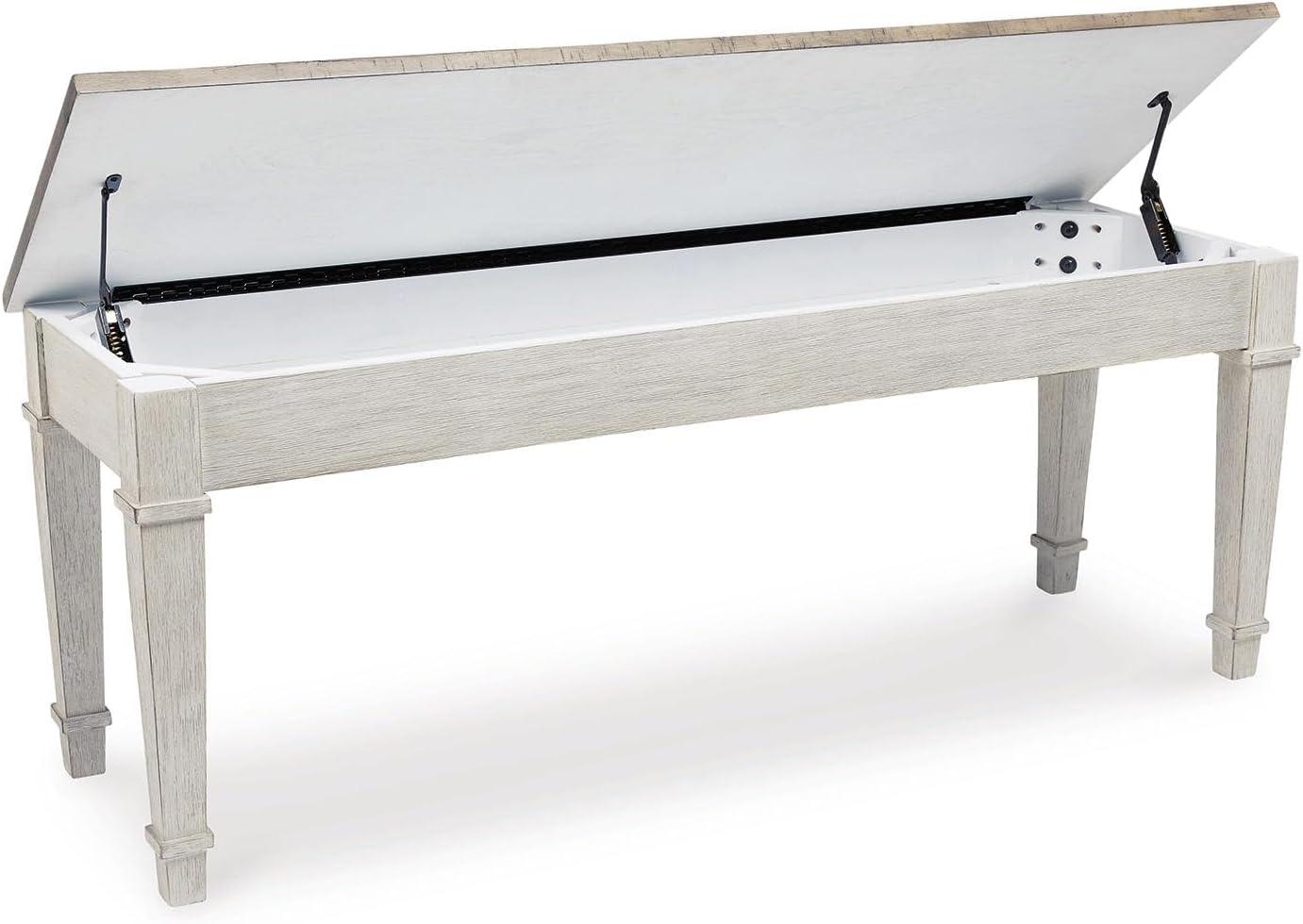 imageSignature Design by Ashley Skempton Farmhouse Storage Bench Distressed Finish Seat With Hidden Storage Wood 48quot W x 15quot D x 185quot H White ampamp Light BrownStorage Bench