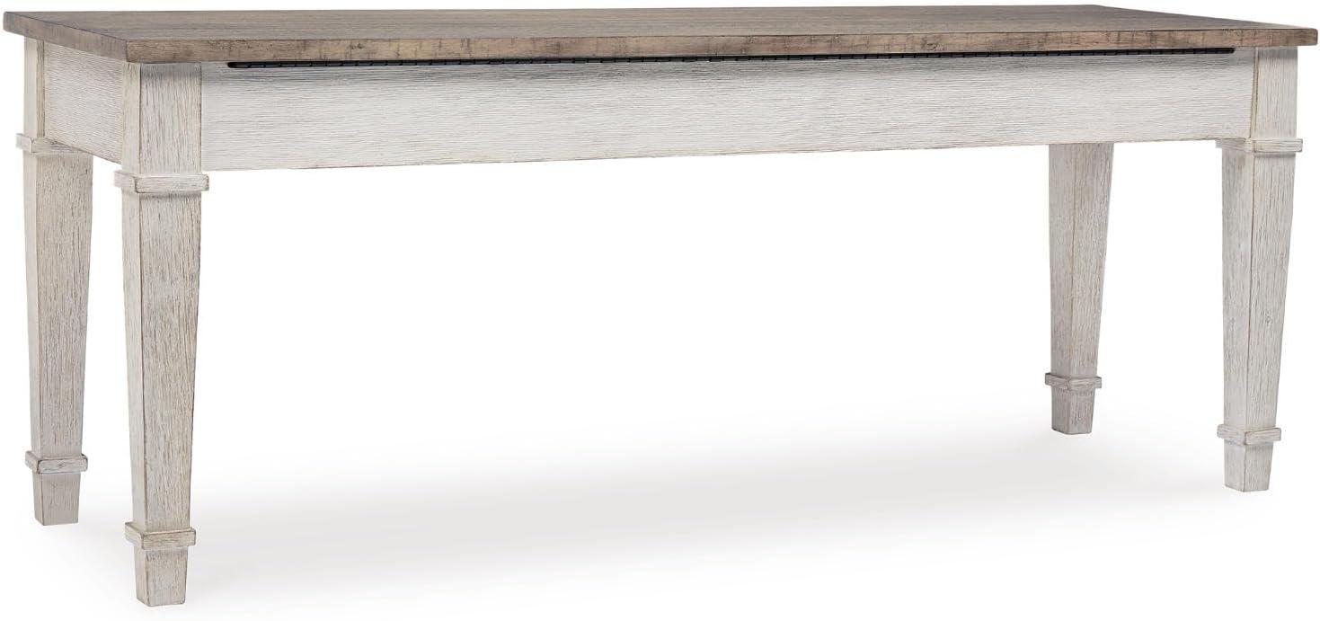 imageSignature Design by Ashley Skempton Farmhouse Storage Bench Distressed Finish Seat With Hidden Storage Wood 48quot W x 15quot D x 185quot H White ampamp Light BrownStorage Bench