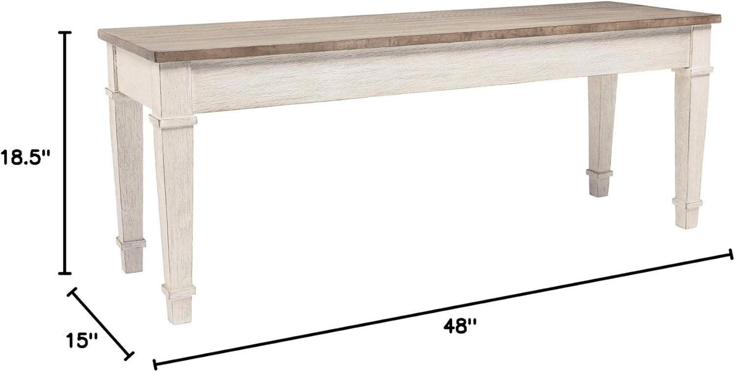 imageSignature Design by Ashley Skempton Farmhouse Storage Bench Distressed Finish Seat With Hidden Storage Wood 48quot W x 15quot D x 185quot H White ampamp Light BrownStorage Bench