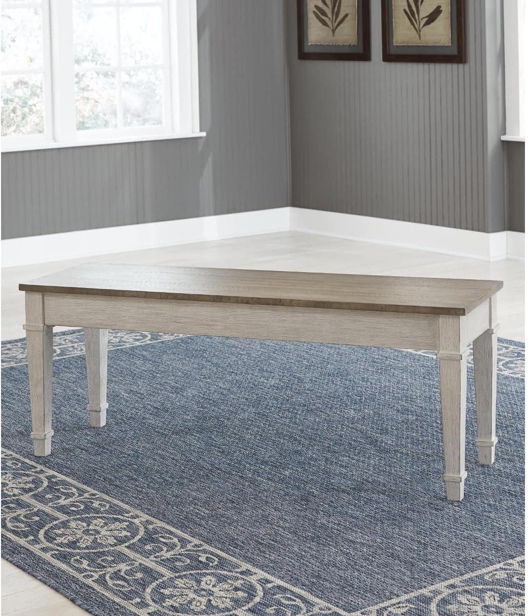 imageSignature Design by Ashley Skempton Farmhouse Storage Bench Distressed Finish Seat With Hidden Storage Wood 48quot W x 15quot D x 185quot H White ampamp Light BrownStorage Bench