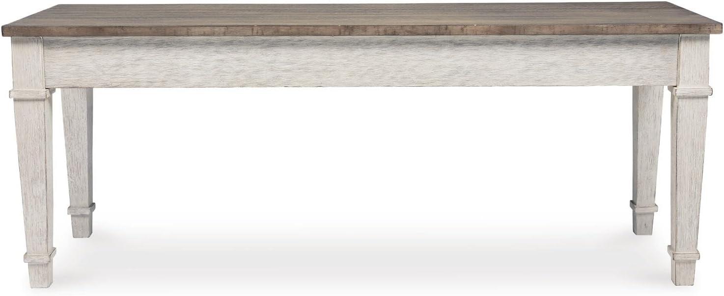 imageSignature Design by Ashley Skempton Farmhouse Storage Bench Distressed Finish Seat With Hidden Storage Wood 48quot W x 15quot D x 185quot H White ampamp Light BrownStorage Bench