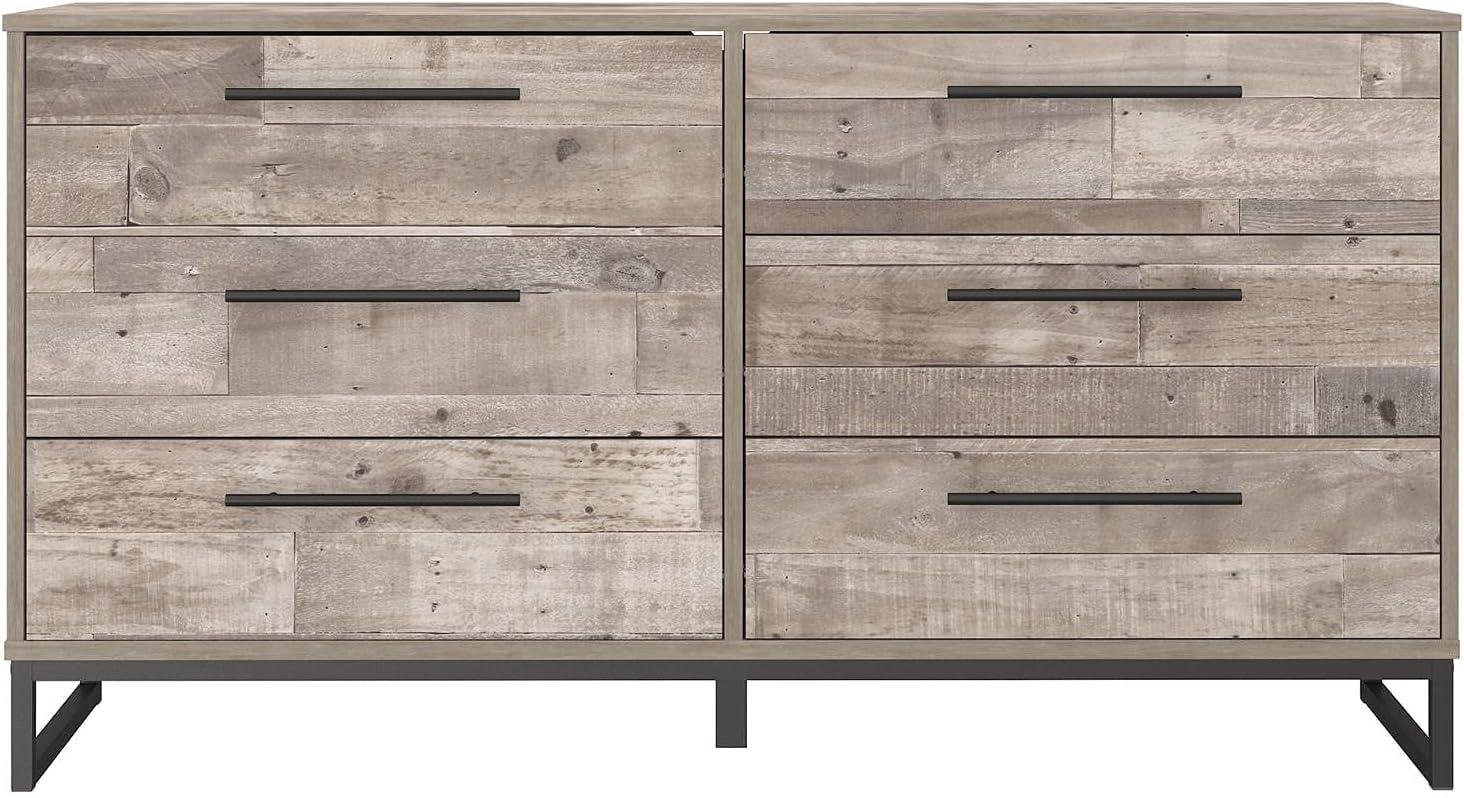 imageSignature Design by Ashley Socalle Modern 6Drawer Dresser with Safety Stop BlackWhitewashBlack