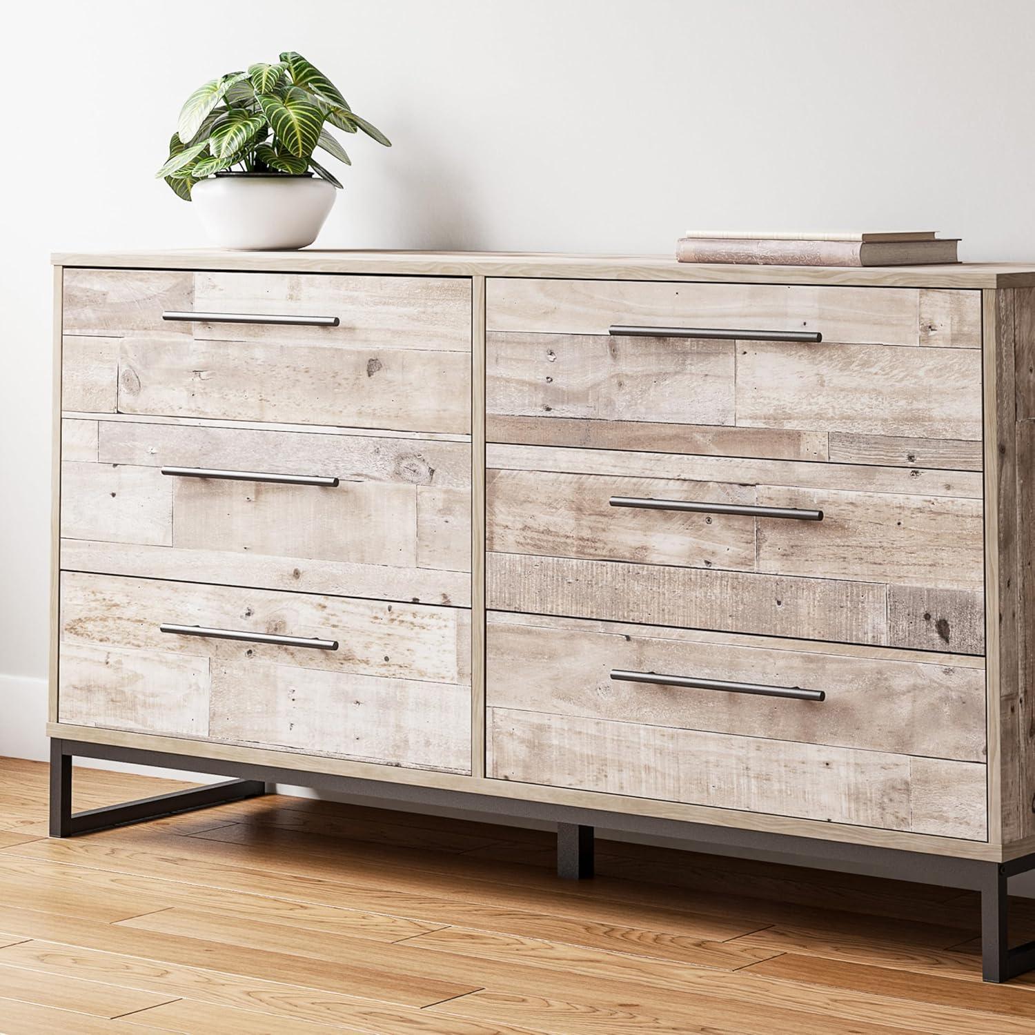 imageSignature Design by Ashley Socalle Modern 6Drawer Dresser with Safety Stop BlackWhitewashBlack