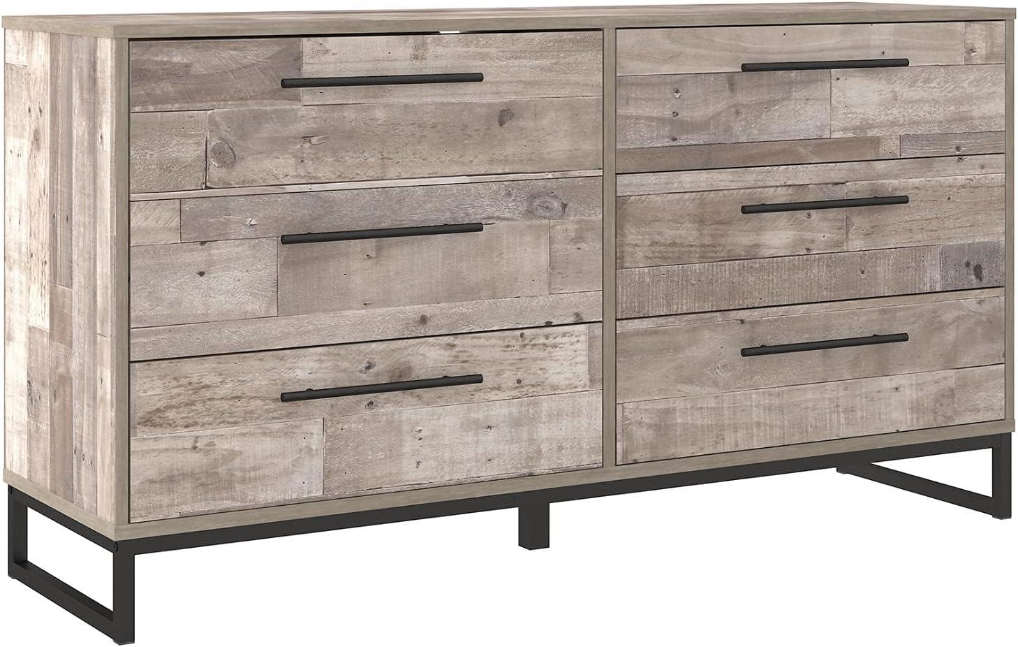 imageSignature Design by Ashley Socalle Modern 6Drawer Dresser with Safety Stop BlackWhitewashBlack
