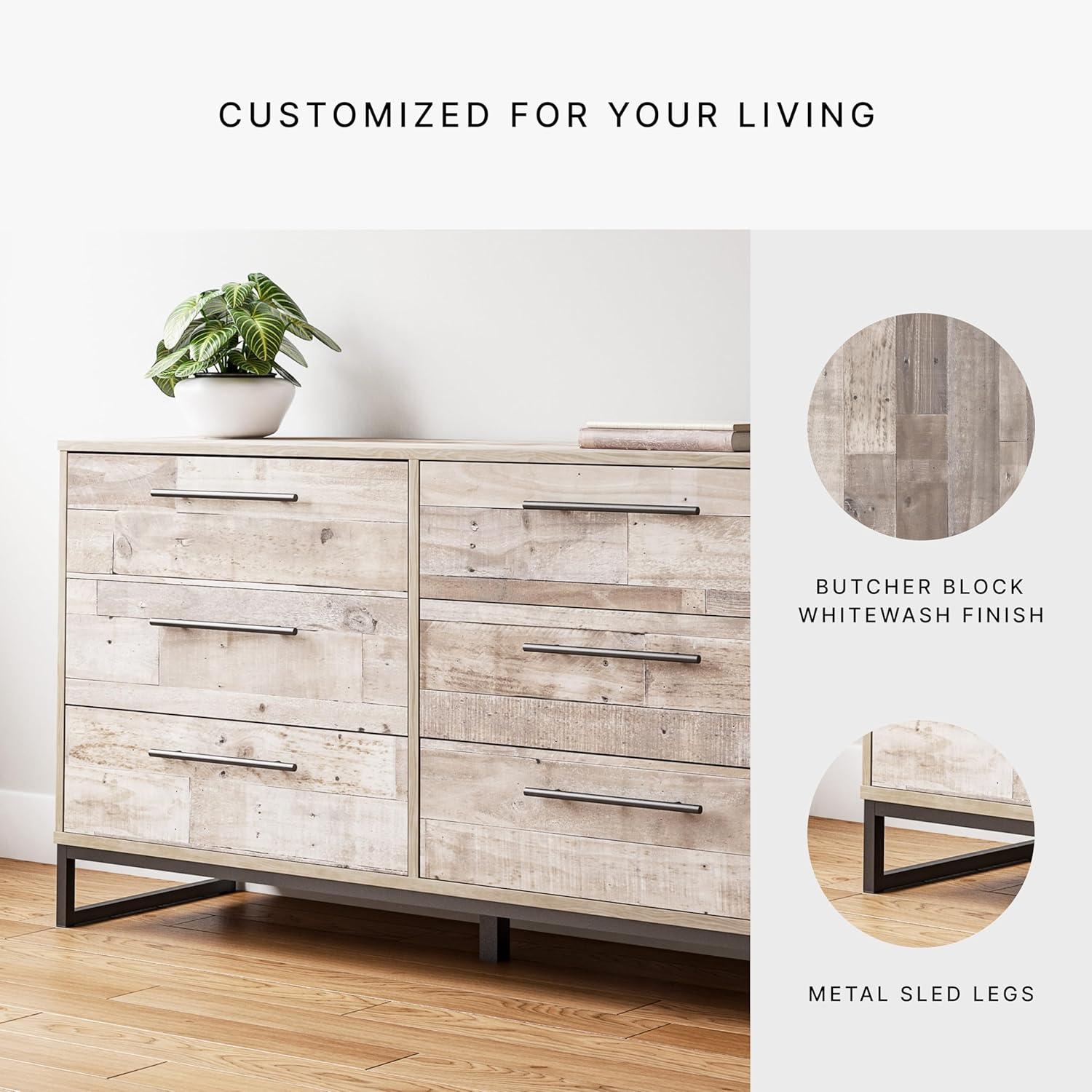 imageSignature Design by Ashley Socalle Modern 6Drawer Dresser with Safety Stop BlackWhitewashBlack