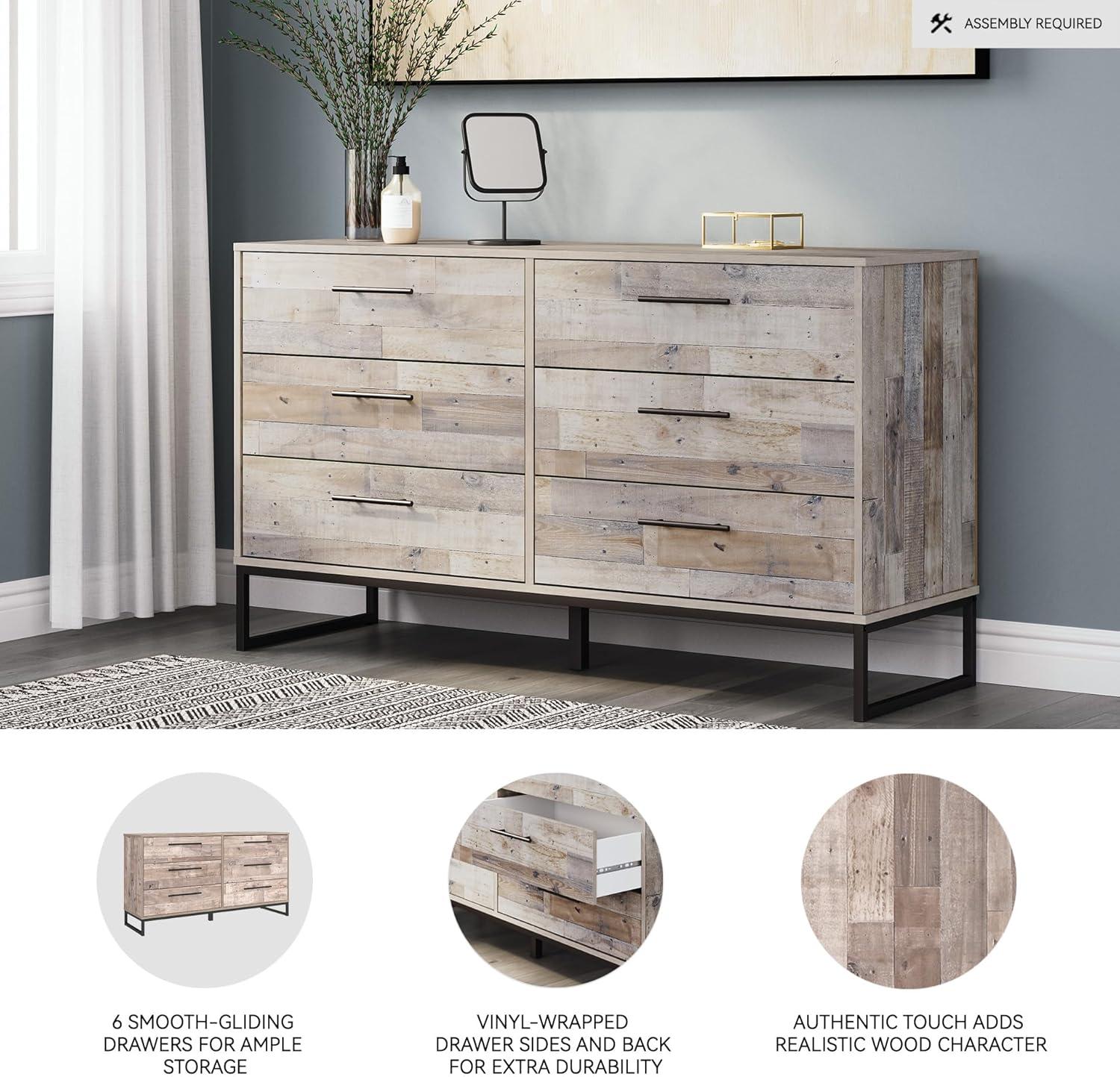 imageSignature Design by Ashley Socalle Modern 6Drawer Dresser with Safety Stop BlackWhitewashBlack1