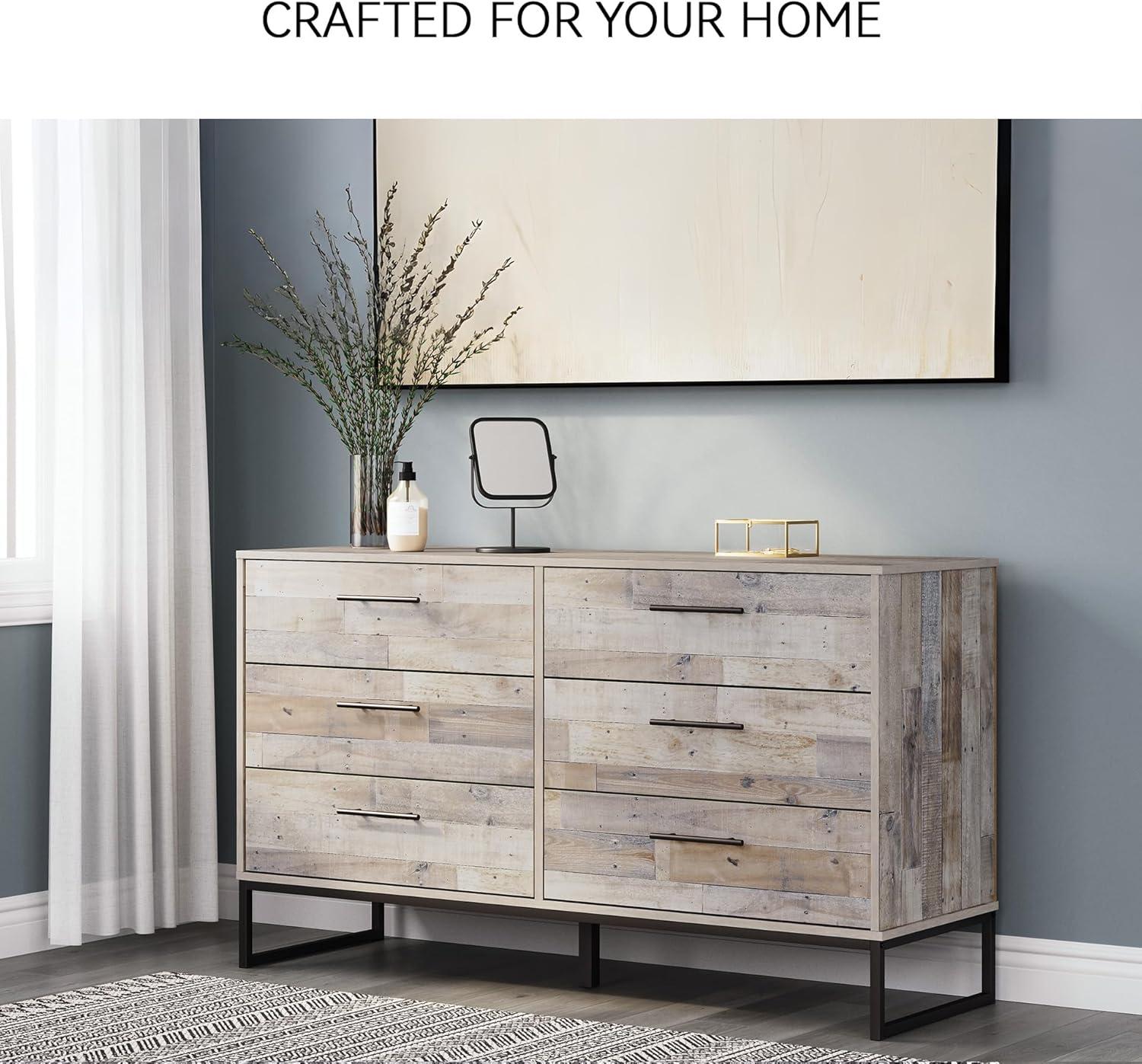 imageSignature Design by Ashley Socalle Modern 6Drawer Dresser with Safety Stop BlackWhitewashBlack1