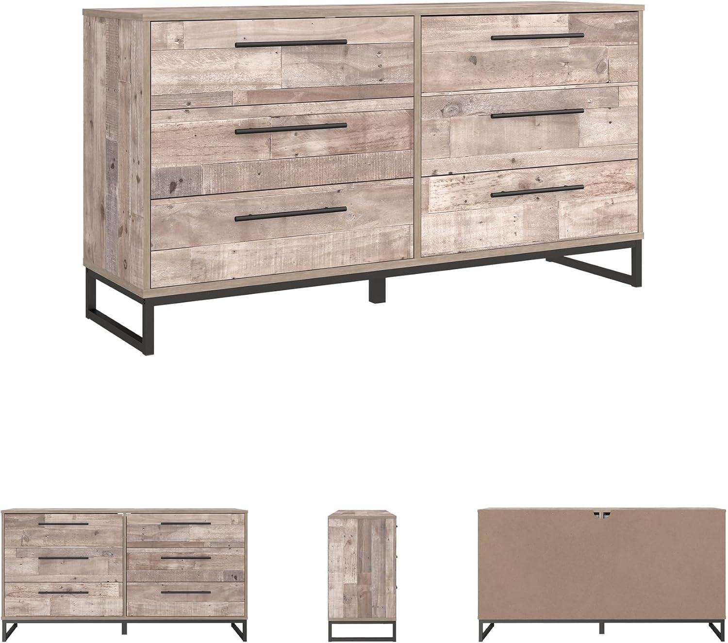 imageSignature Design by Ashley Socalle Modern 6Drawer Dresser with Safety Stop BlackWhitewashBlack1