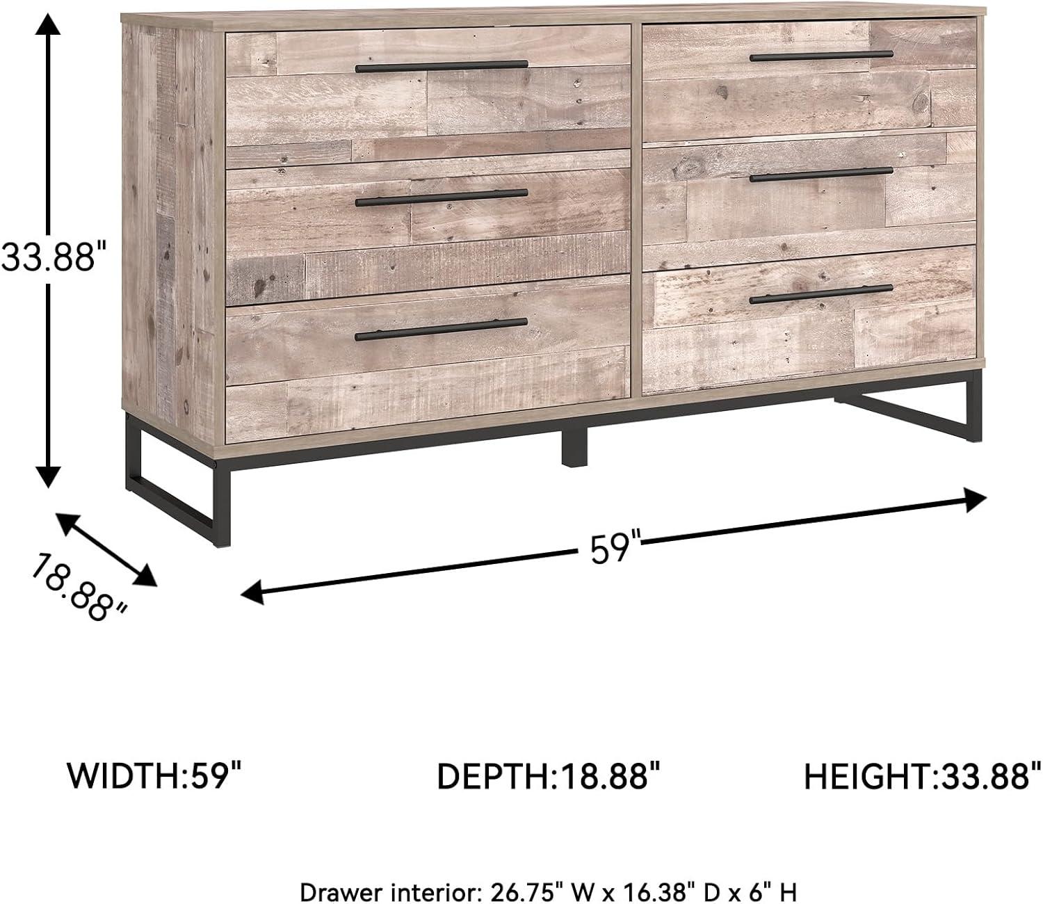 imageSignature Design by Ashley Socalle Modern 6Drawer Dresser with Safety Stop BlackWhitewashBlack1
