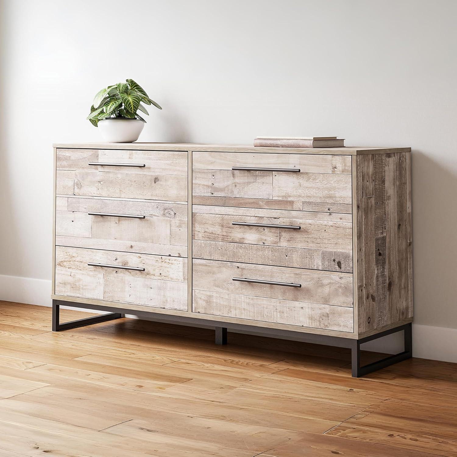 imageSignature Design by Ashley Socalle Modern 6Drawer Dresser with Safety Stop BlackWhitewashBlack1