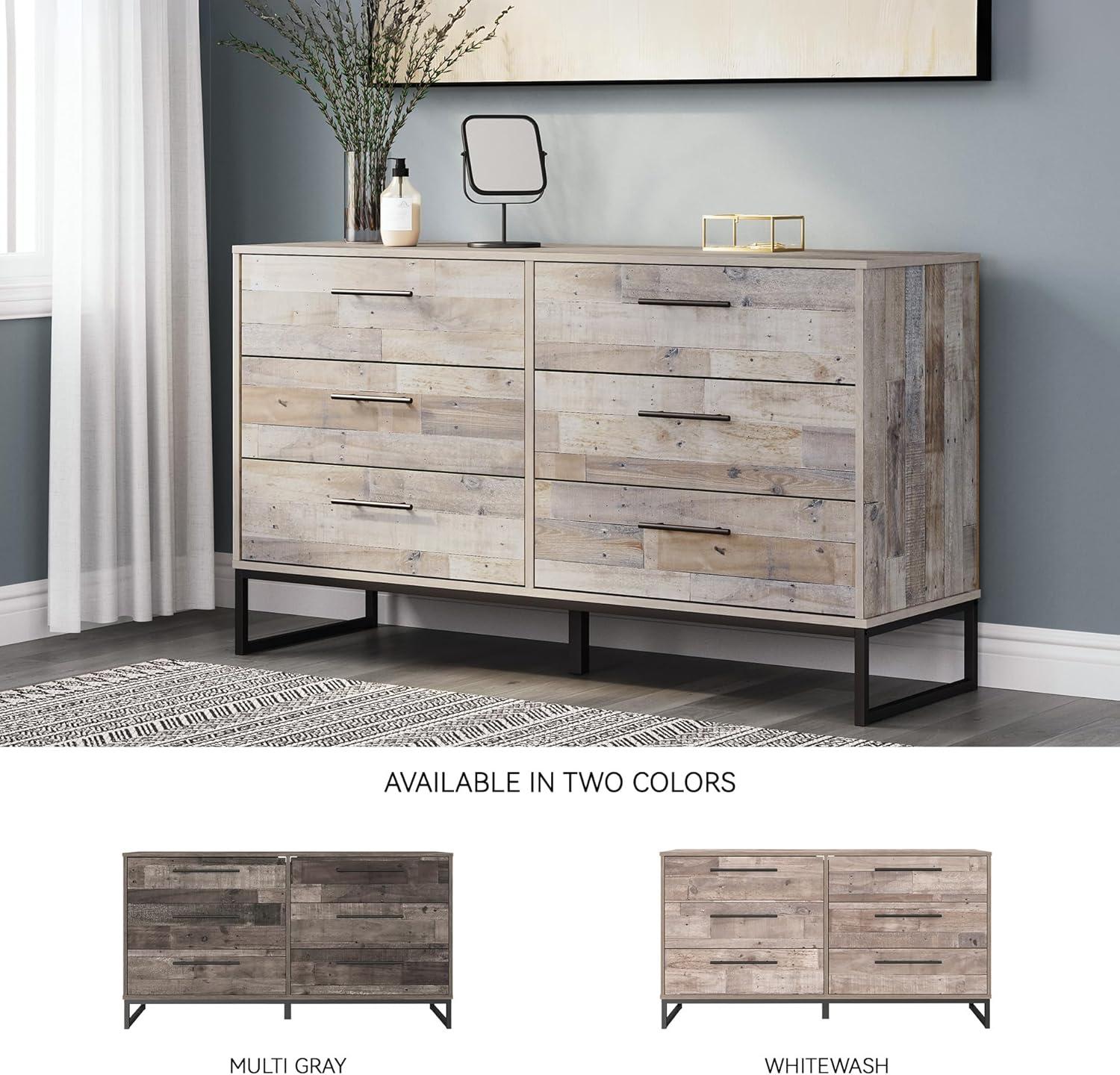 imageSignature Design by Ashley Socalle Modern 6Drawer Dresser with Safety Stop BlackWhitewashBlack1