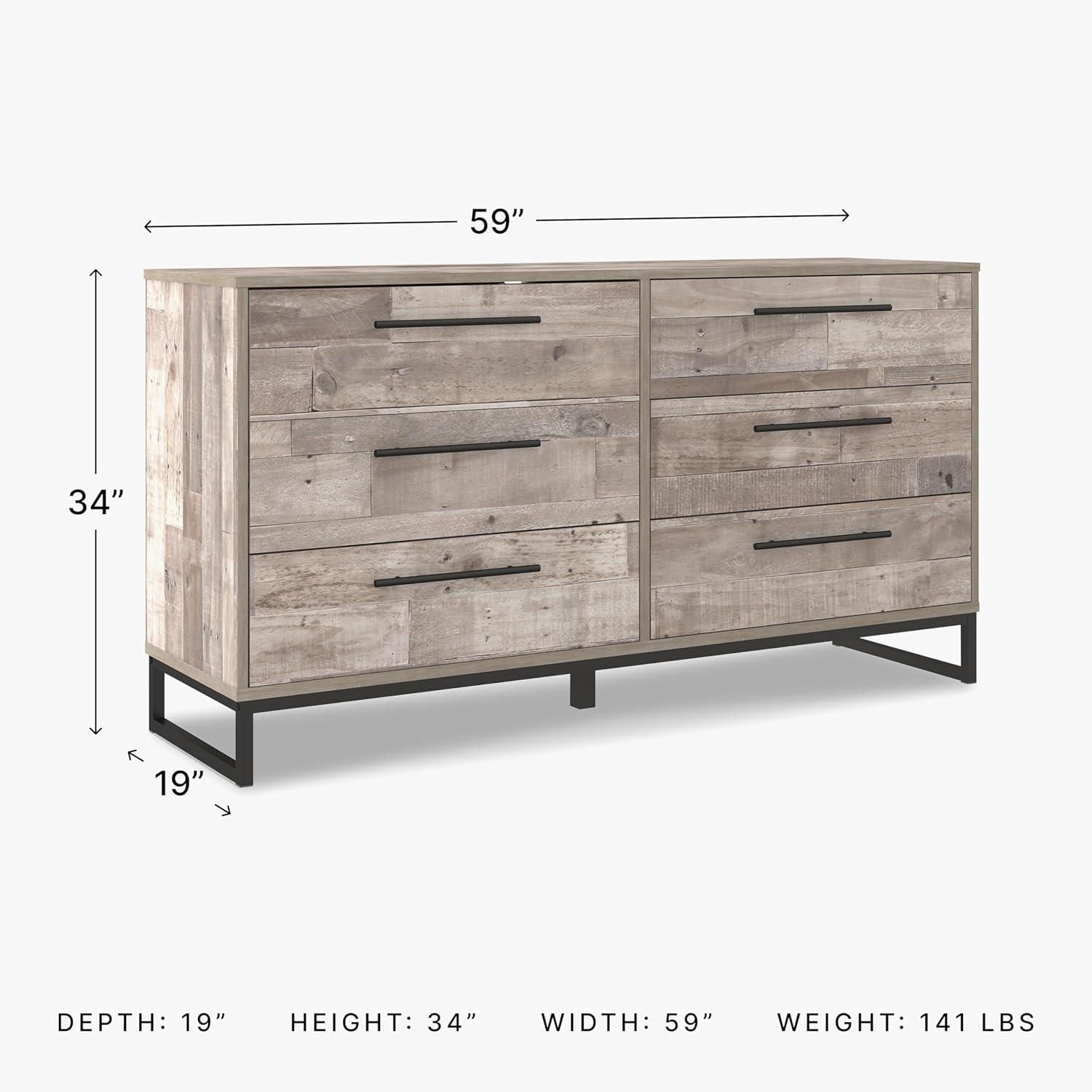 imageSignature Design by Ashley Socalle Modern 6Drawer Dresser with Safety Stop BlackWhitewashBlack1
