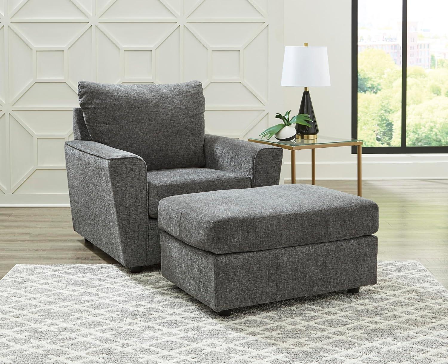 imageSignature Design by Ashley Stairatt Contemporary Square Upholstered Chair GrayDark Gray