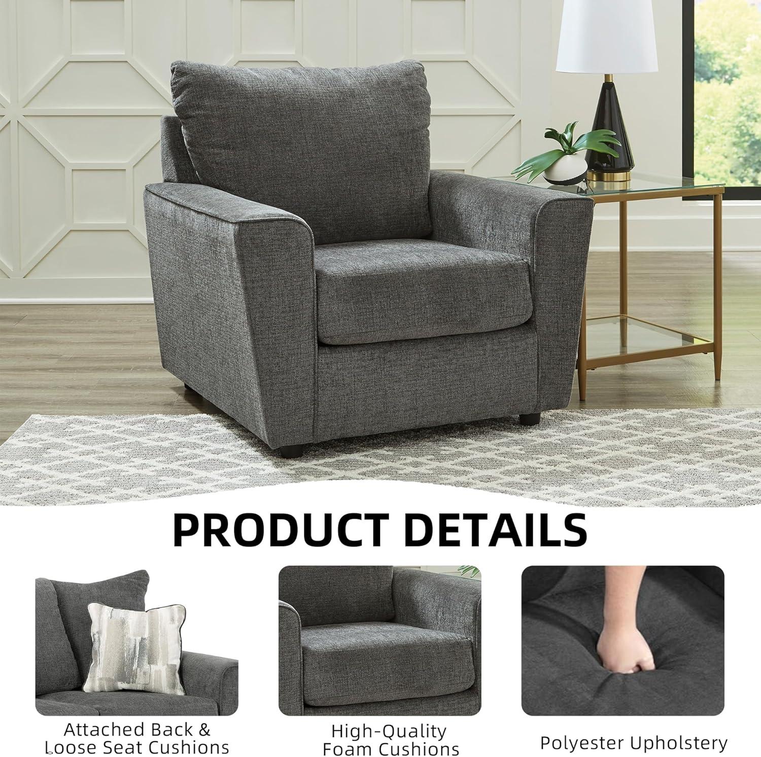imageSignature Design by Ashley Stairatt Contemporary Square Upholstered Chair GrayDark Gray