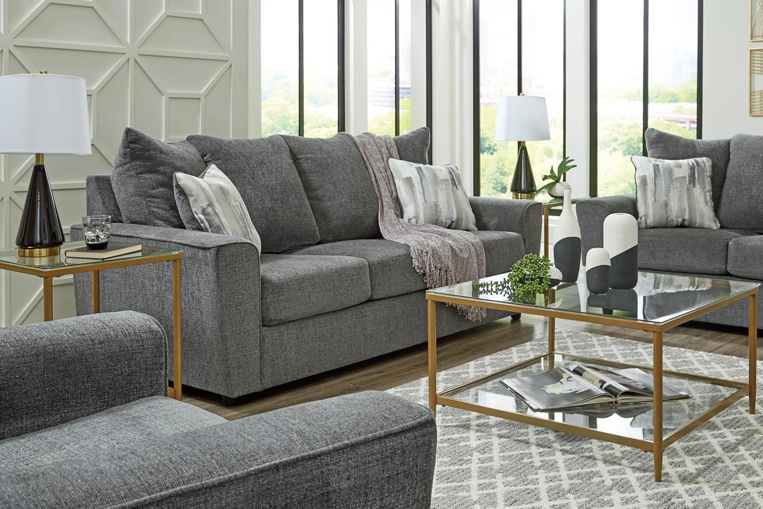 imageSignature Design by Ashley Stairatt Contemporary Square Upholstered Chair GrayDark Gray