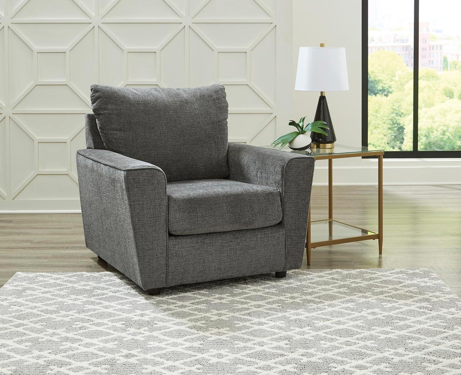 imageSignature Design by Ashley Stairatt Contemporary Square Upholstered Chair GrayDark Gray