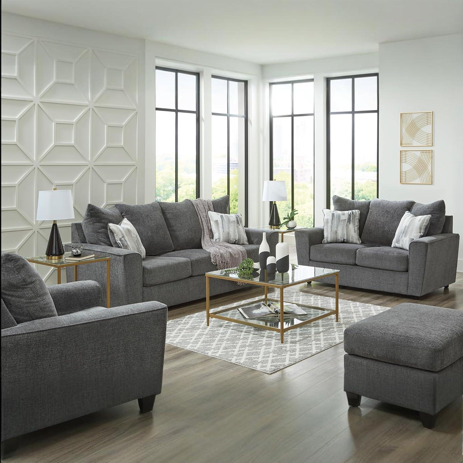 imageSignature Design by Ashley Stairatt Contemporary Square Upholstered Chair GrayDark Gray