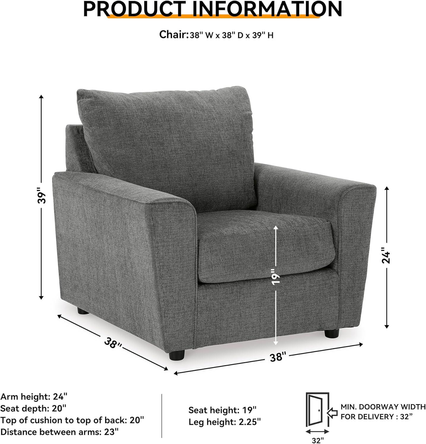 imageSignature Design by Ashley Stairatt Contemporary Square Upholstered Chair GrayDark Gray