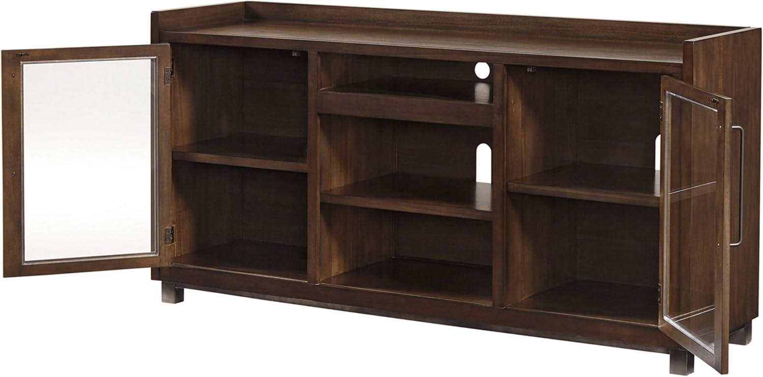imageSignature Design by Ashley Starmore Urban TV Stand Fits TVs up to 68quot 2 Glass Cabinets and Adjustable Shelves For Storage Brown