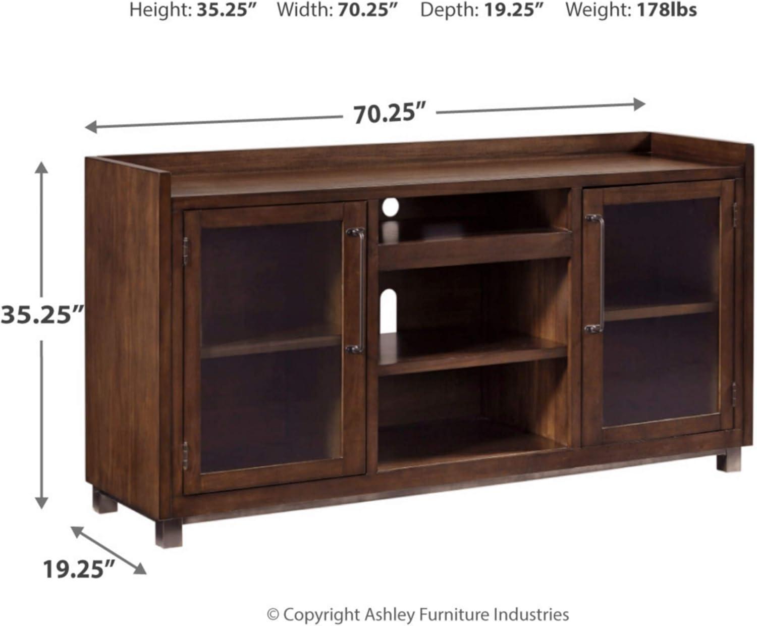 imageSignature Design by Ashley Starmore Urban TV Stand Fits TVs up to 68quot 2 Glass Cabinets and Adjustable Shelves For Storage Brown