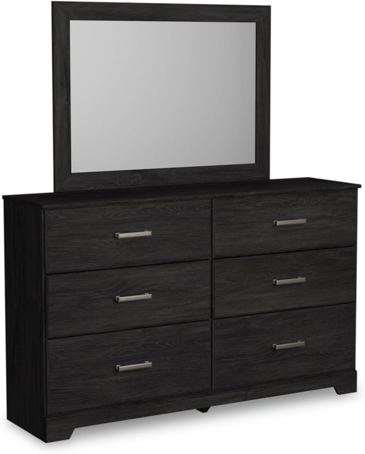 imageSignature Design by Ashley Stelsie Vintage SmoothGliding 6Drawer Dresser and Mirror with Safety Stop WhiteCharcoal