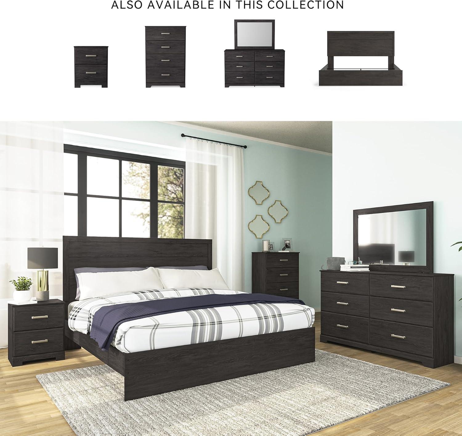 imageSignature Design by Ashley Stelsie Vintage SmoothGliding 6Drawer Dresser and Mirror with Safety Stop WhiteCharcoal