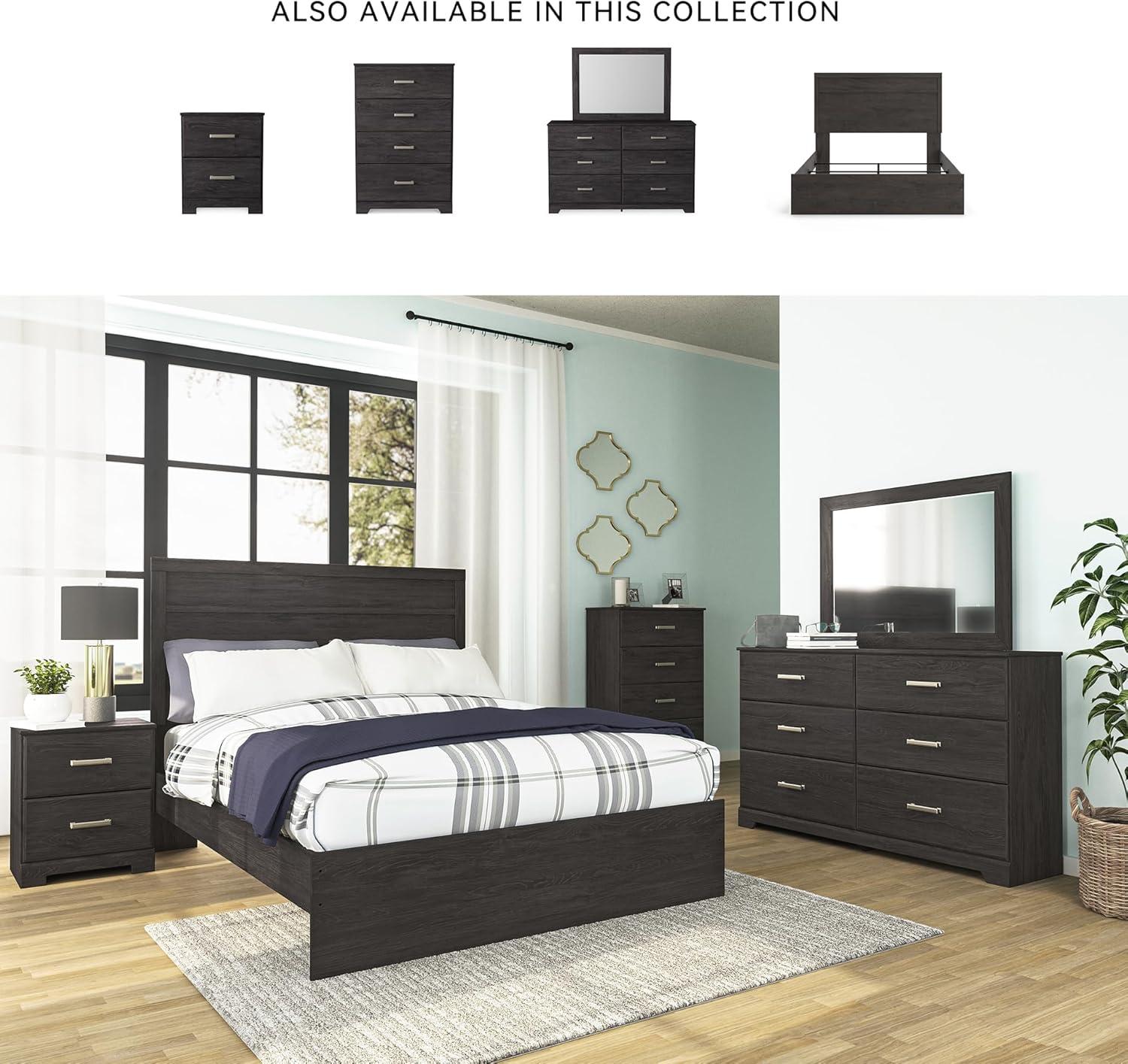imageSignature Design by Ashley Stelsie Vintage SmoothGliding 6Drawer Dresser and Mirror with Safety Stop WhiteCharcoal