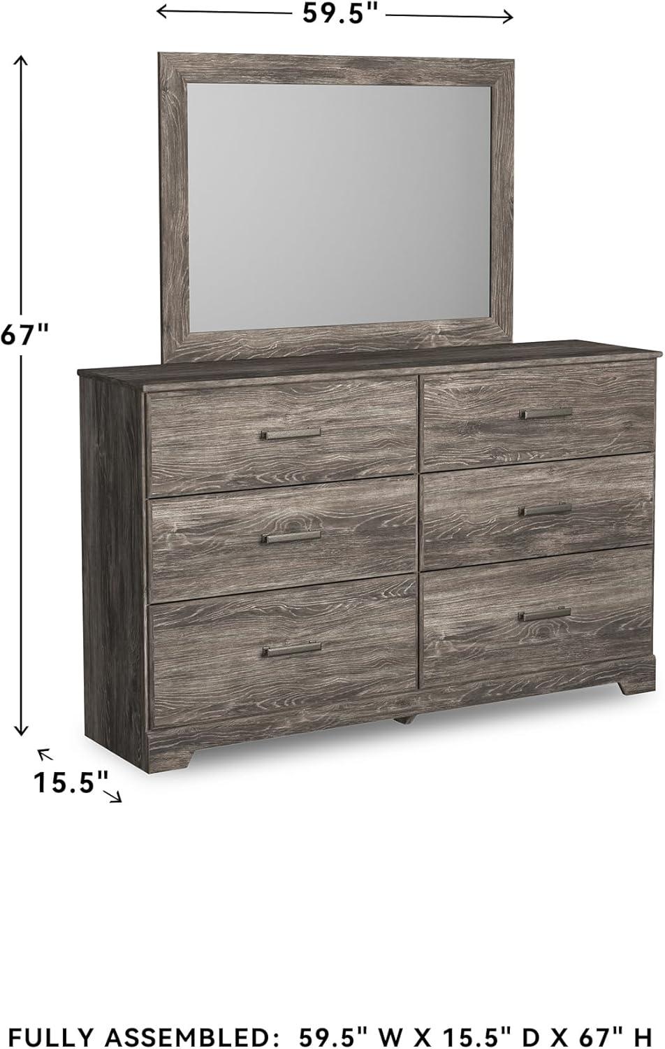 imageSignature Design by Ashley Stelsie Vintage SmoothGliding 6Drawer Dresser and Mirror with Safety Stop WhiteGrey
