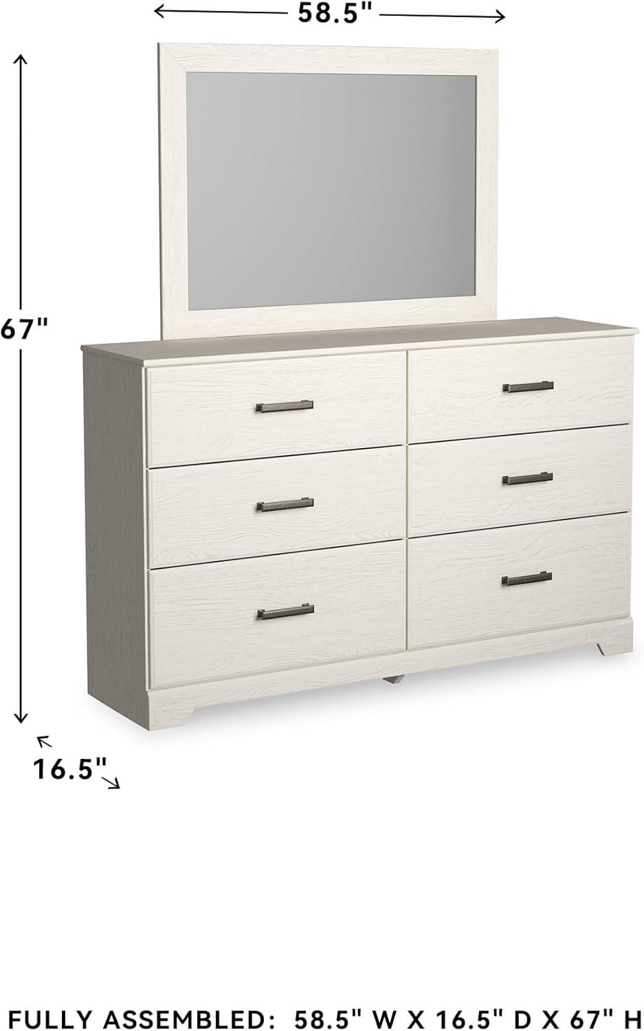 imageSignature Design by Ashley Stelsie Vintage SmoothGliding 6Drawer Dresser and Mirror with Safety Stop WhiteWhite