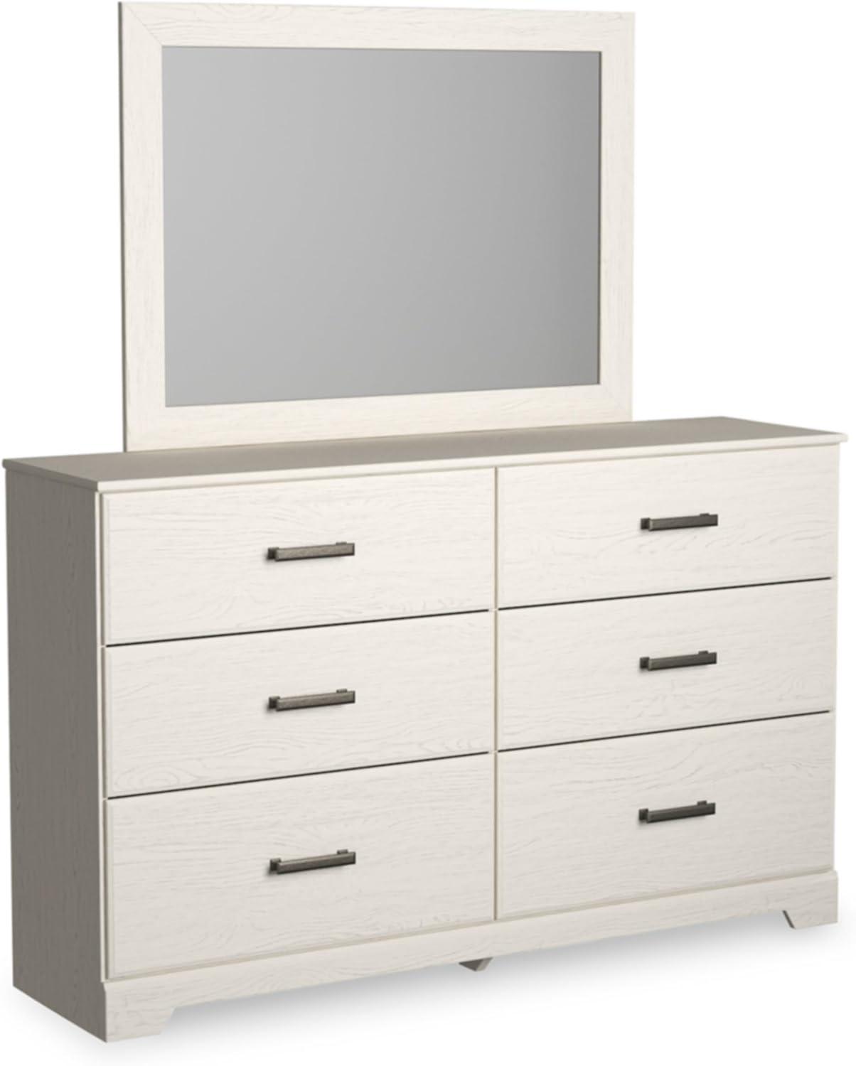 imageSignature Design by Ashley Stelsie Vintage SmoothGliding 6Drawer Dresser and Mirror with Safety Stop WhiteWhite