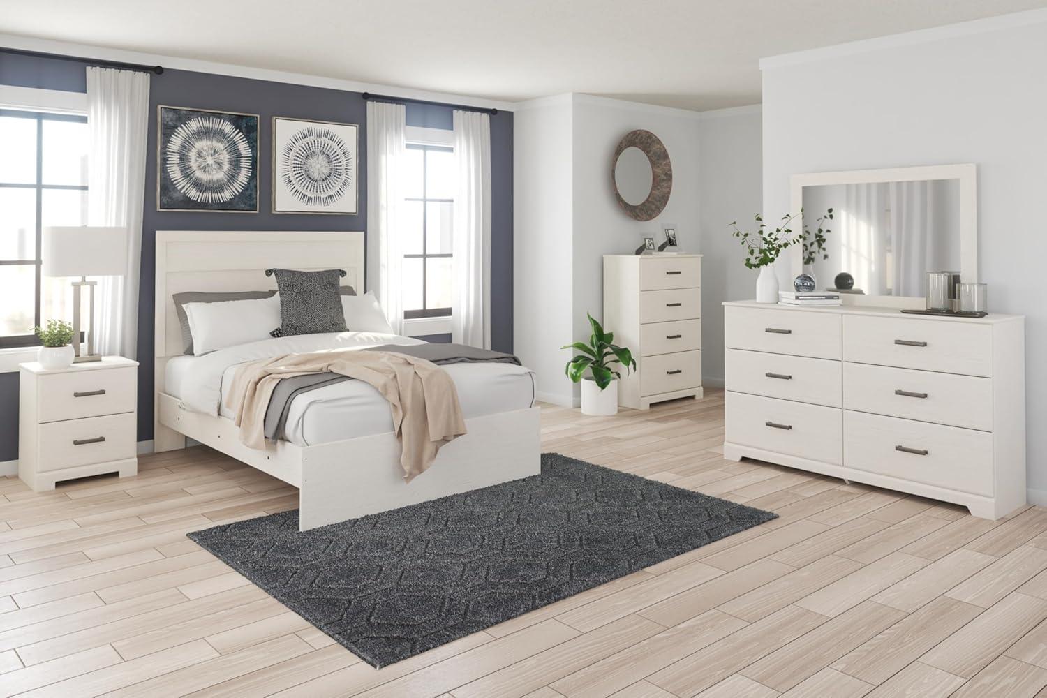 imageSignature Design by Ashley Stelsie Vintage SmoothGliding 6Drawer Dresser and Mirror with Safety Stop WhiteWhite