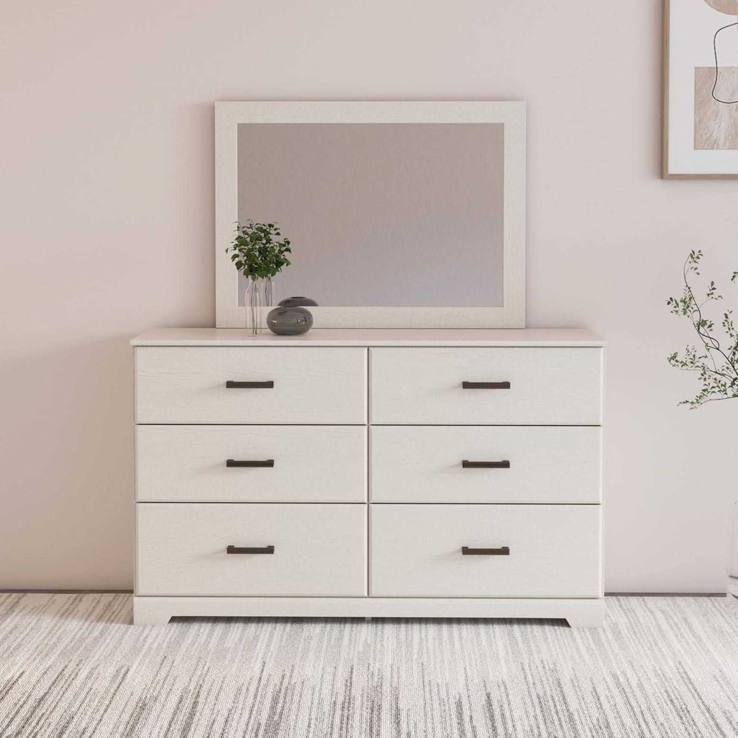 imageSignature Design by Ashley Stelsie Vintage SmoothGliding 6Drawer Dresser and Mirror with Safety Stop WhiteWhite