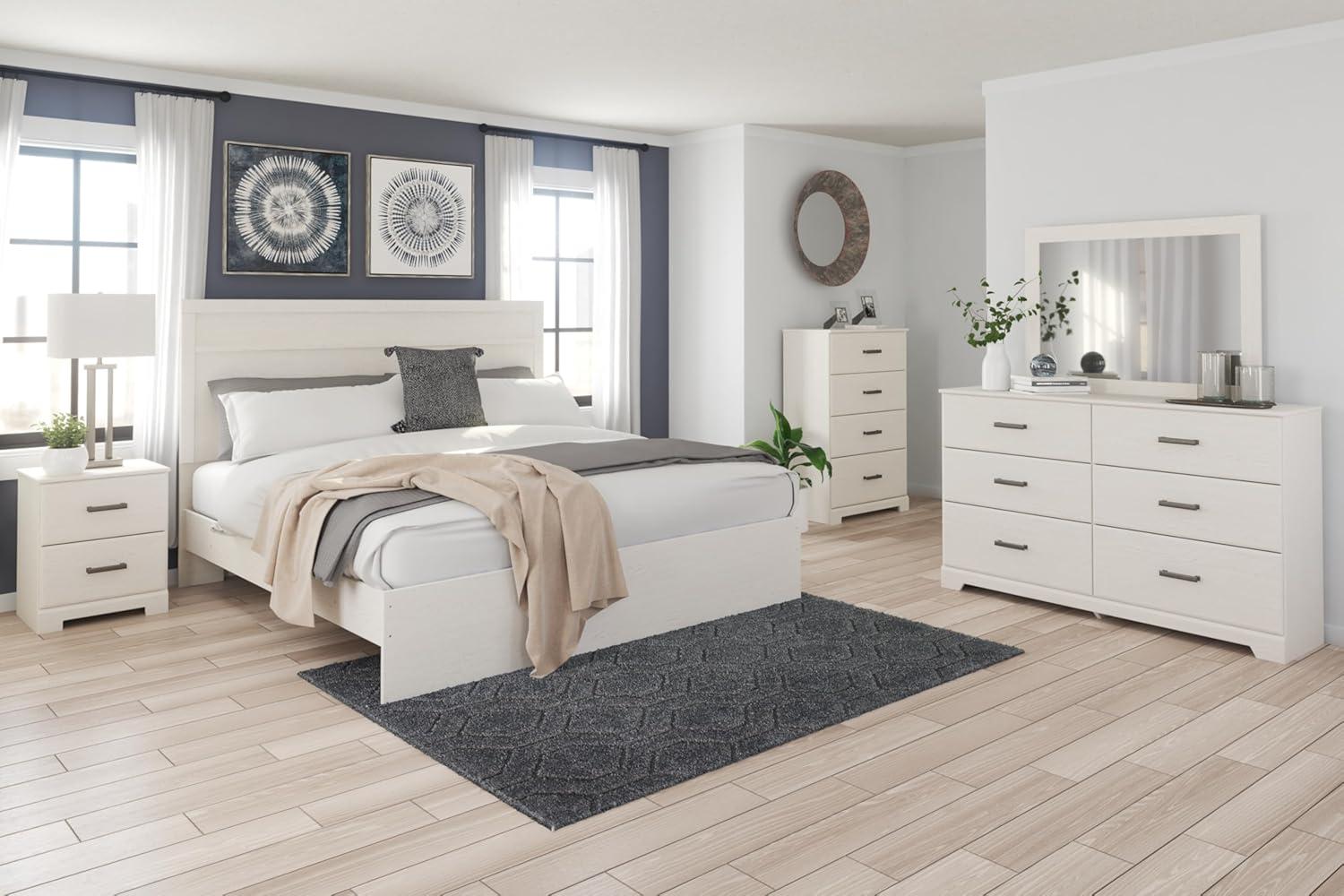 imageSignature Design by Ashley Stelsie Vintage SmoothGliding 6Drawer Dresser and Mirror with Safety Stop WhiteWhite