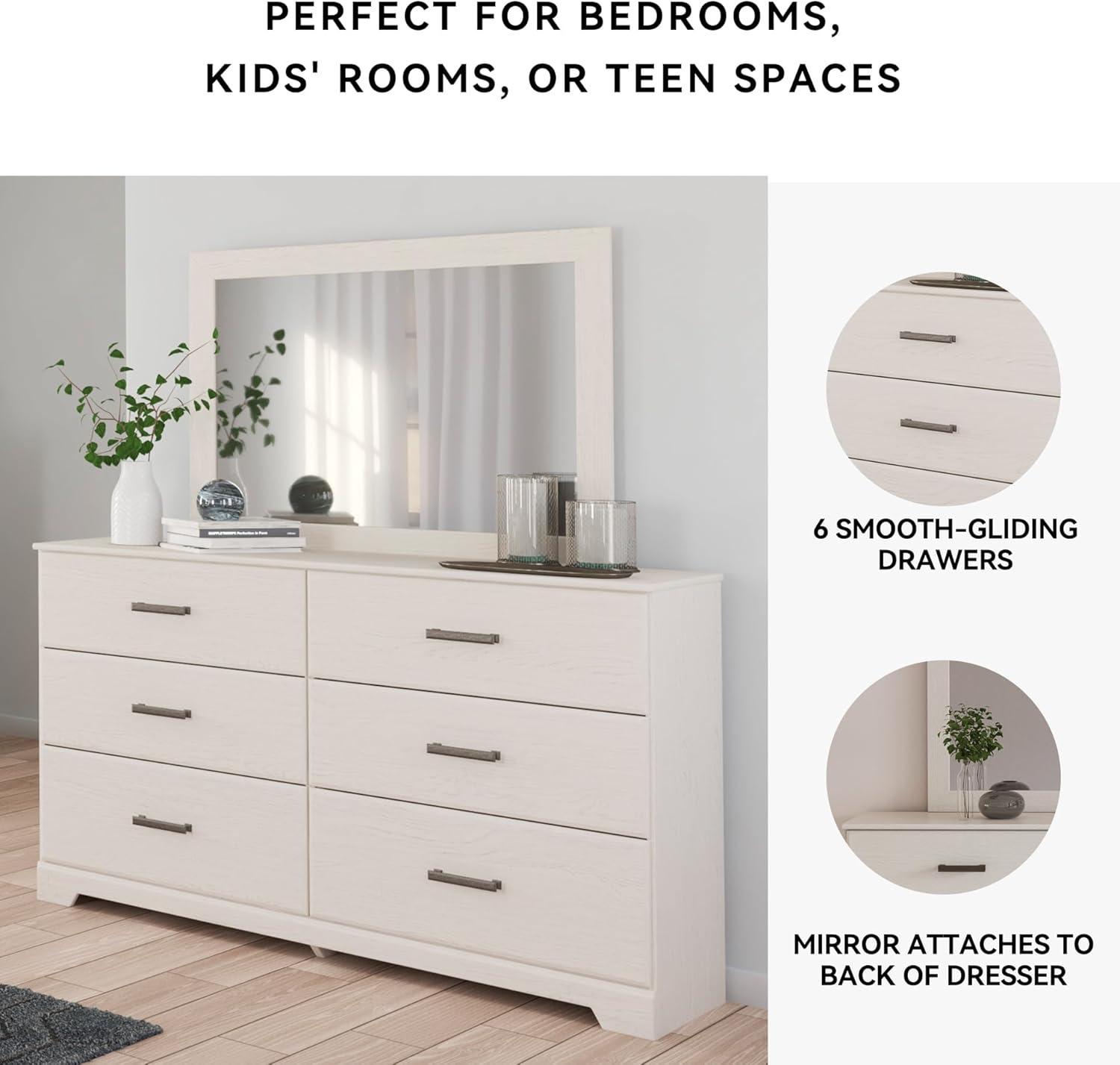 imageSignature Design by Ashley Stelsie Vintage SmoothGliding 6Drawer Dresser and Mirror with Safety Stop WhiteWhite