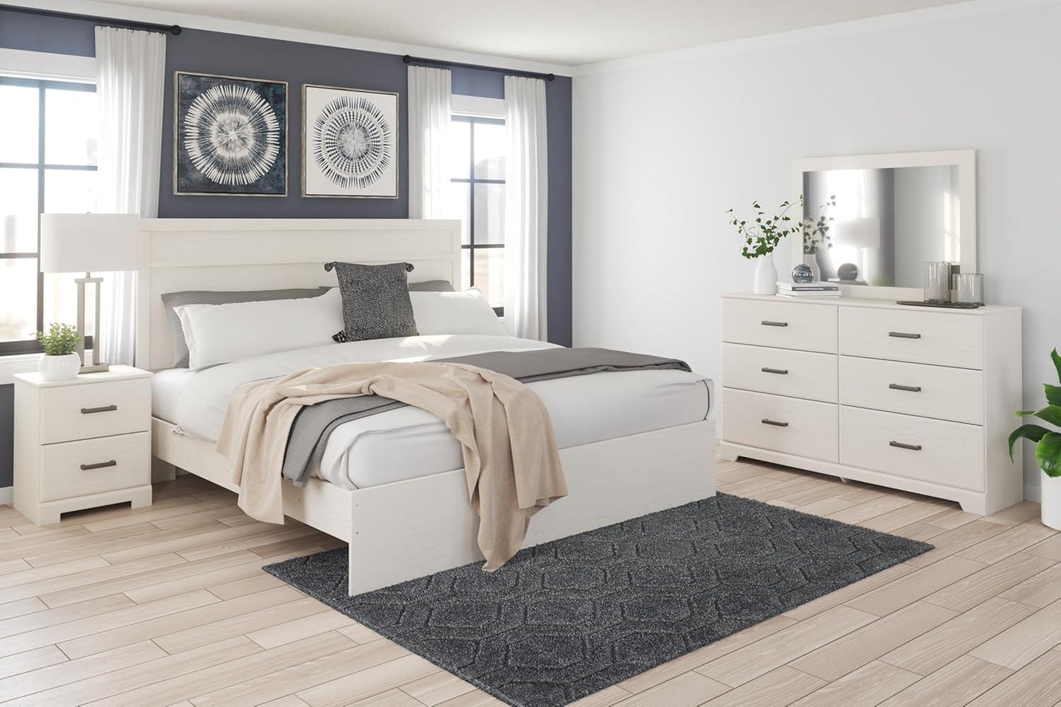 imageSignature Design by Ashley Stelsie Vintage SmoothGliding 6Drawer Dresser and Mirror with Safety Stop WhiteWhite