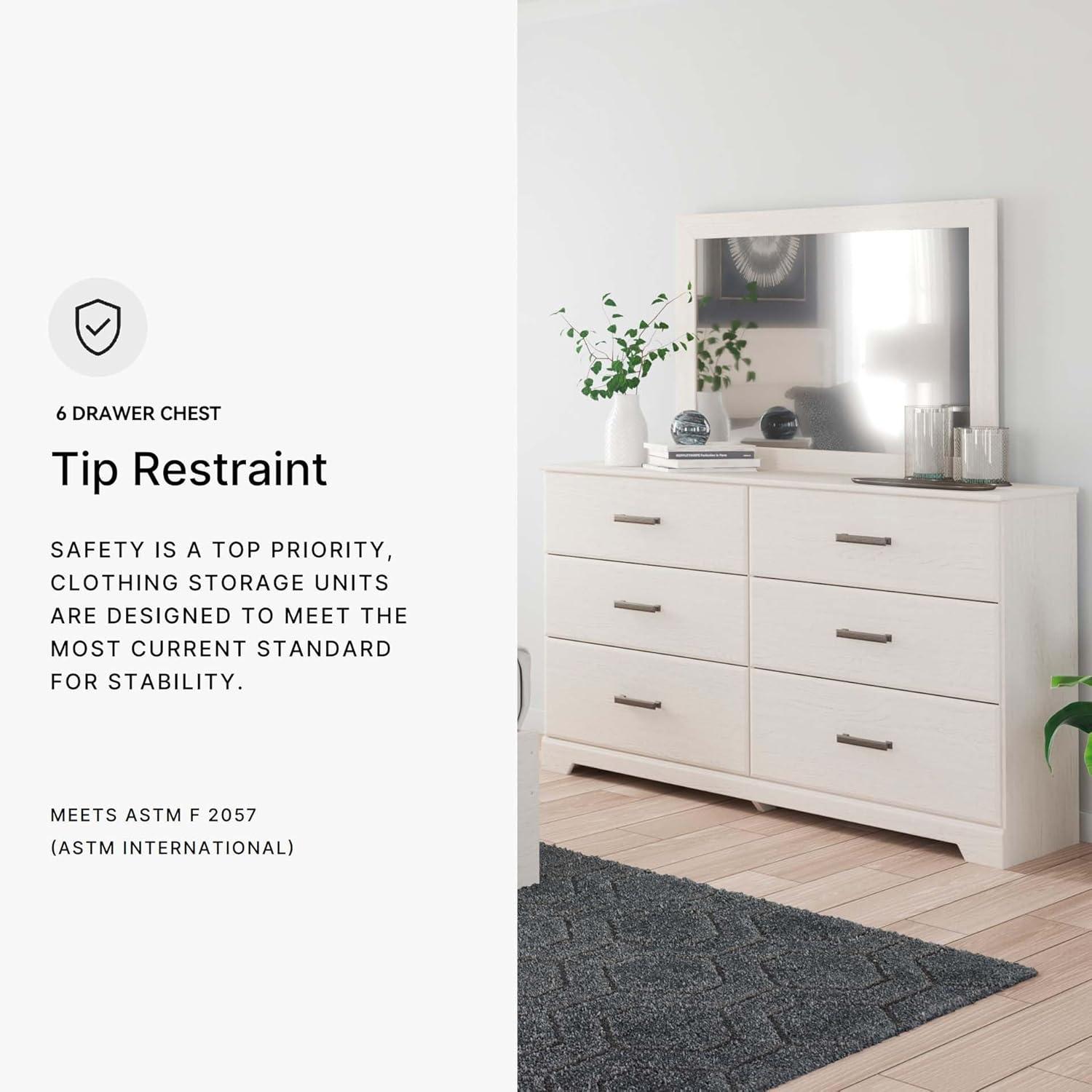 imageSignature Design by Ashley Stelsie Vintage SmoothGliding 6Drawer Dresser and Mirror with Safety Stop WhiteWhite