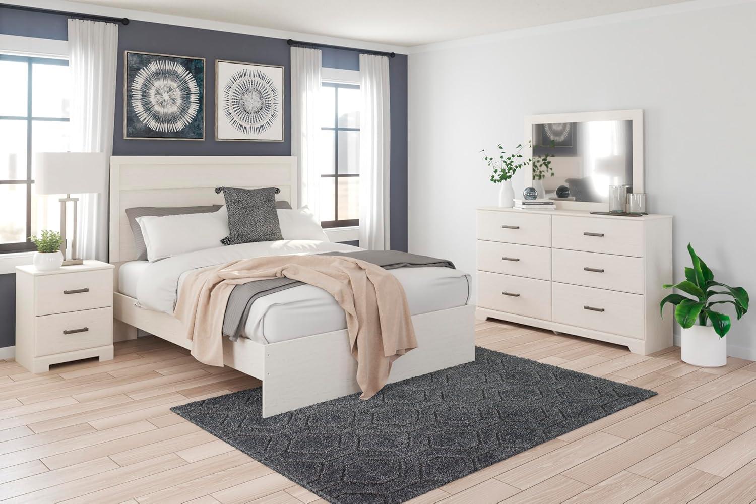 imageSignature Design by Ashley Stelsie Vintage SmoothGliding 6Drawer Dresser and Mirror with Safety Stop WhiteWhite