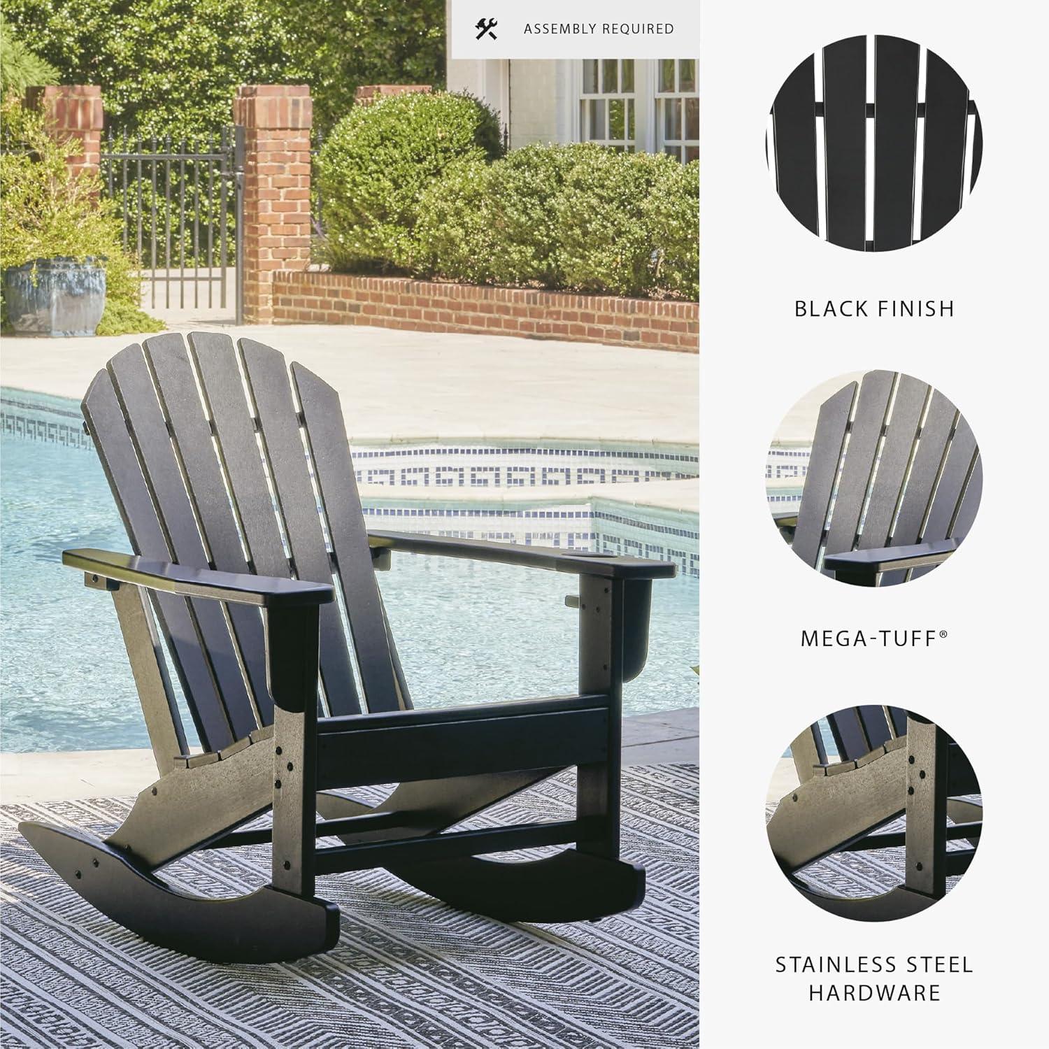 imageSignature Design by Ashley Sundown Treasure Cottage Weather Resistant Outdoor Rocking Chair with 1 Cup Holder Light BrownBlack