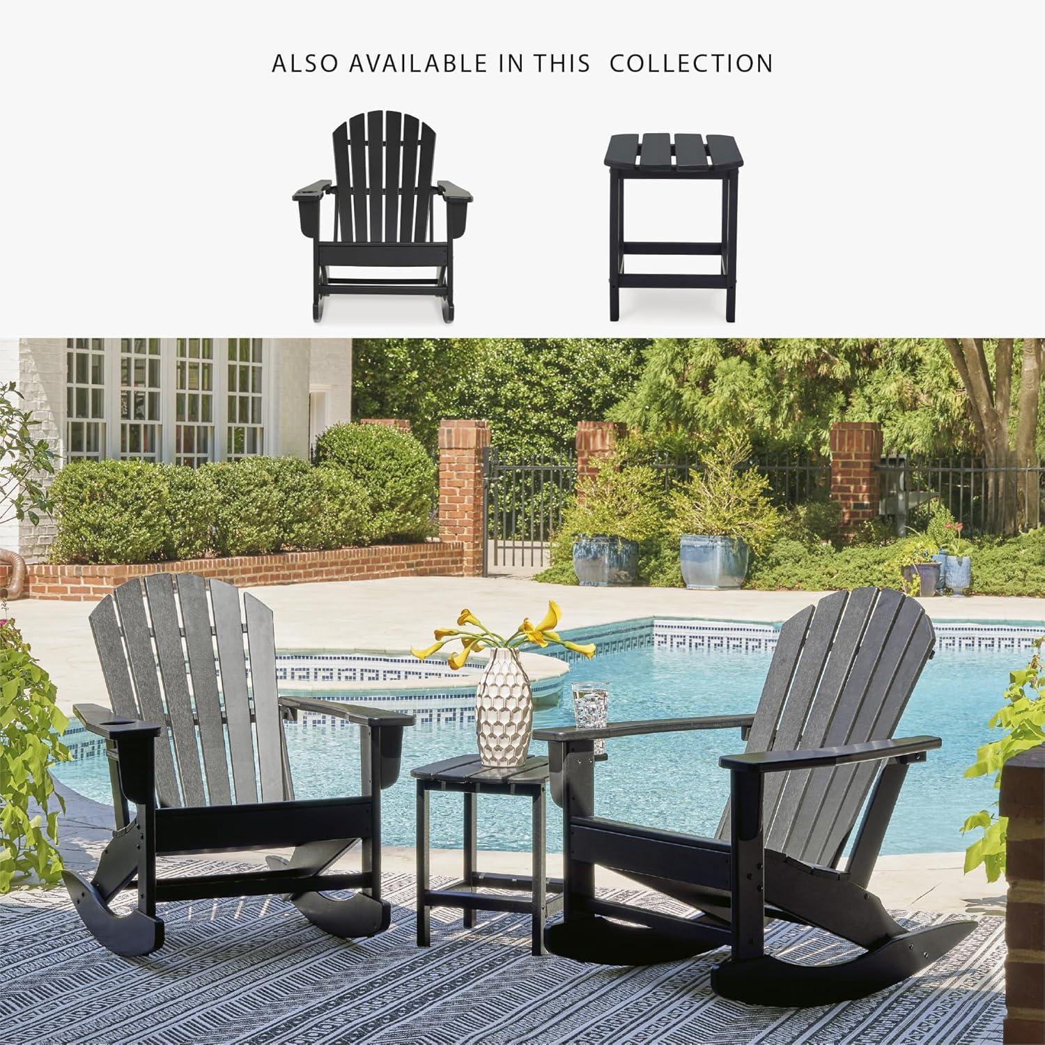imageSignature Design by Ashley Sundown Treasure Cottage Weather Resistant Outdoor Rocking Chair with 1 Cup Holder Light BrownBlack