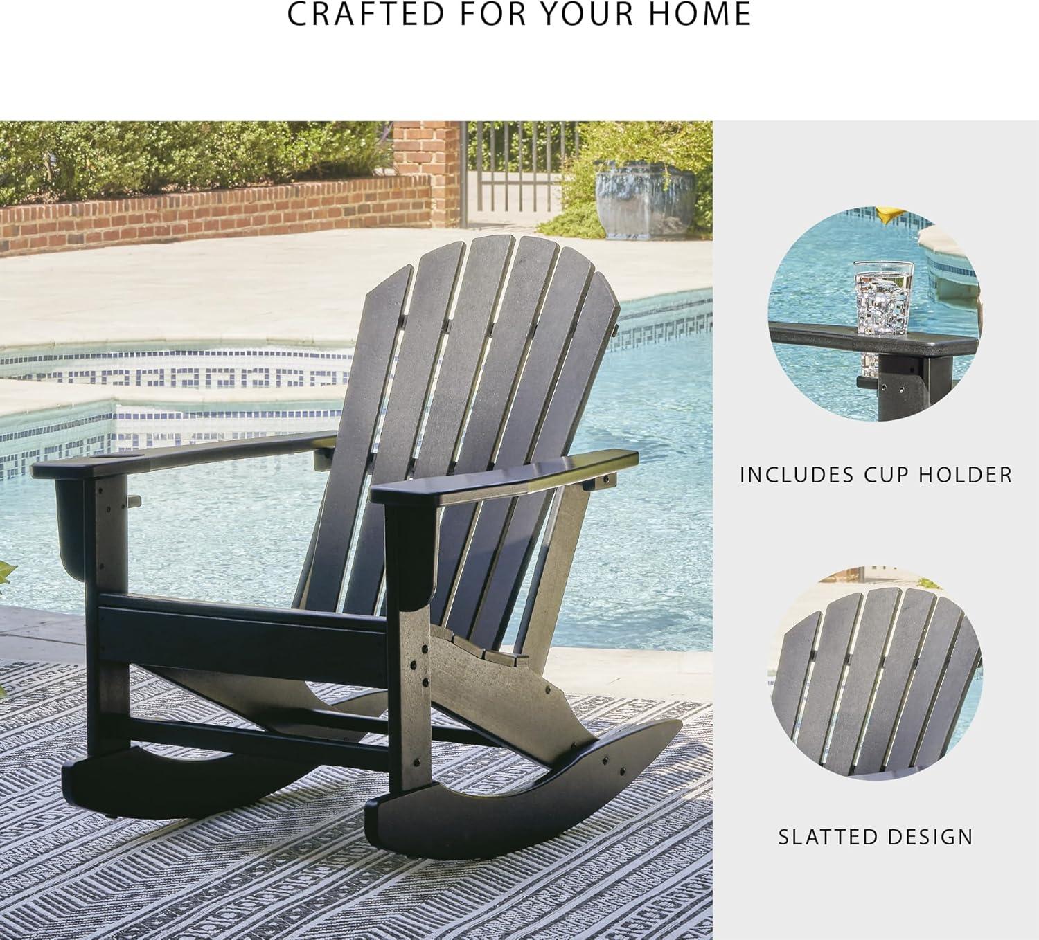 imageSignature Design by Ashley Sundown Treasure Cottage Weather Resistant Outdoor Rocking Chair with 1 Cup Holder Light BrownBlack